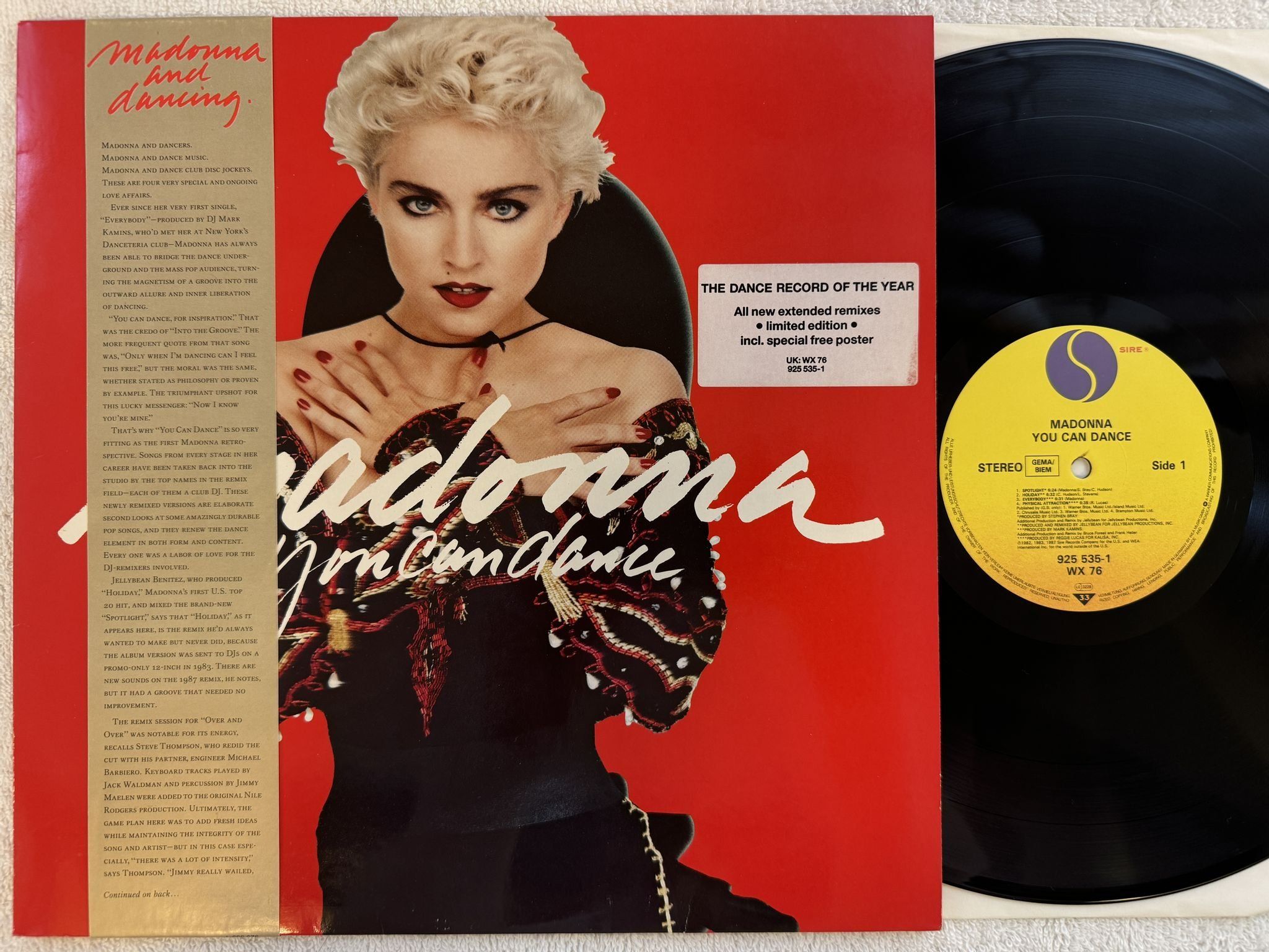 Omslagsbild för skivan MADONNA you can dance LP -87 Ger SIRE 925 535-1 *** LARGE POSTER ***