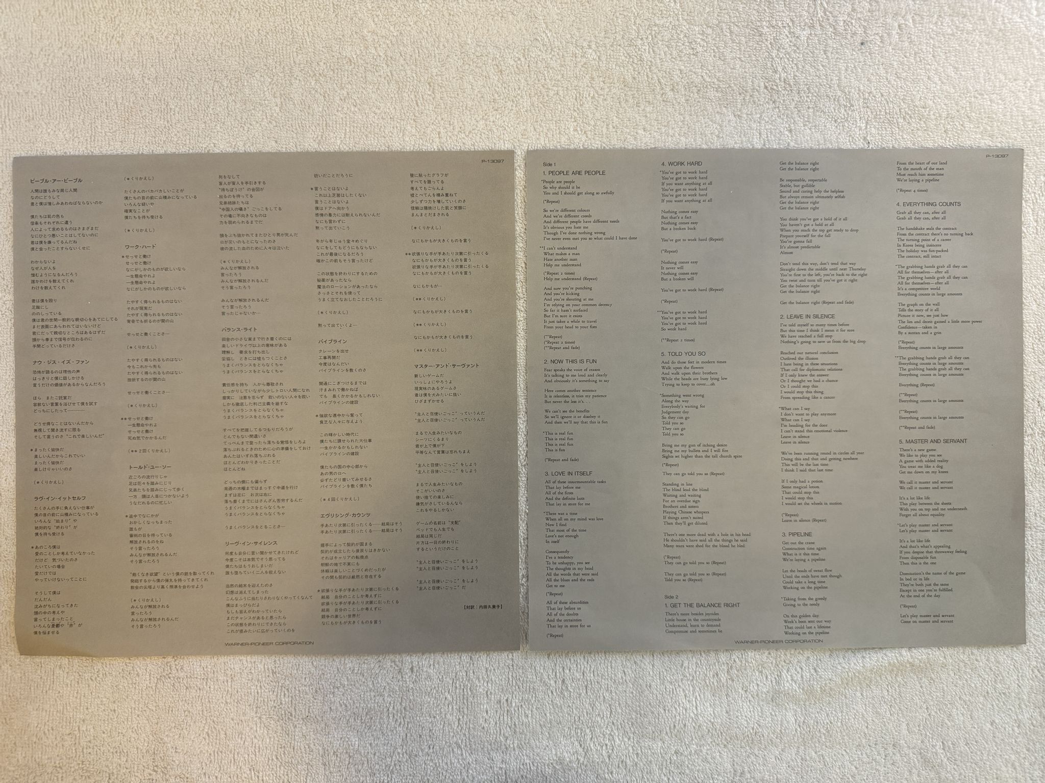 Omslagsbild för skivan DEPECHE MODE People Are People LP -85 Japan MUTE P-13097 *** RARE COMPILATION **