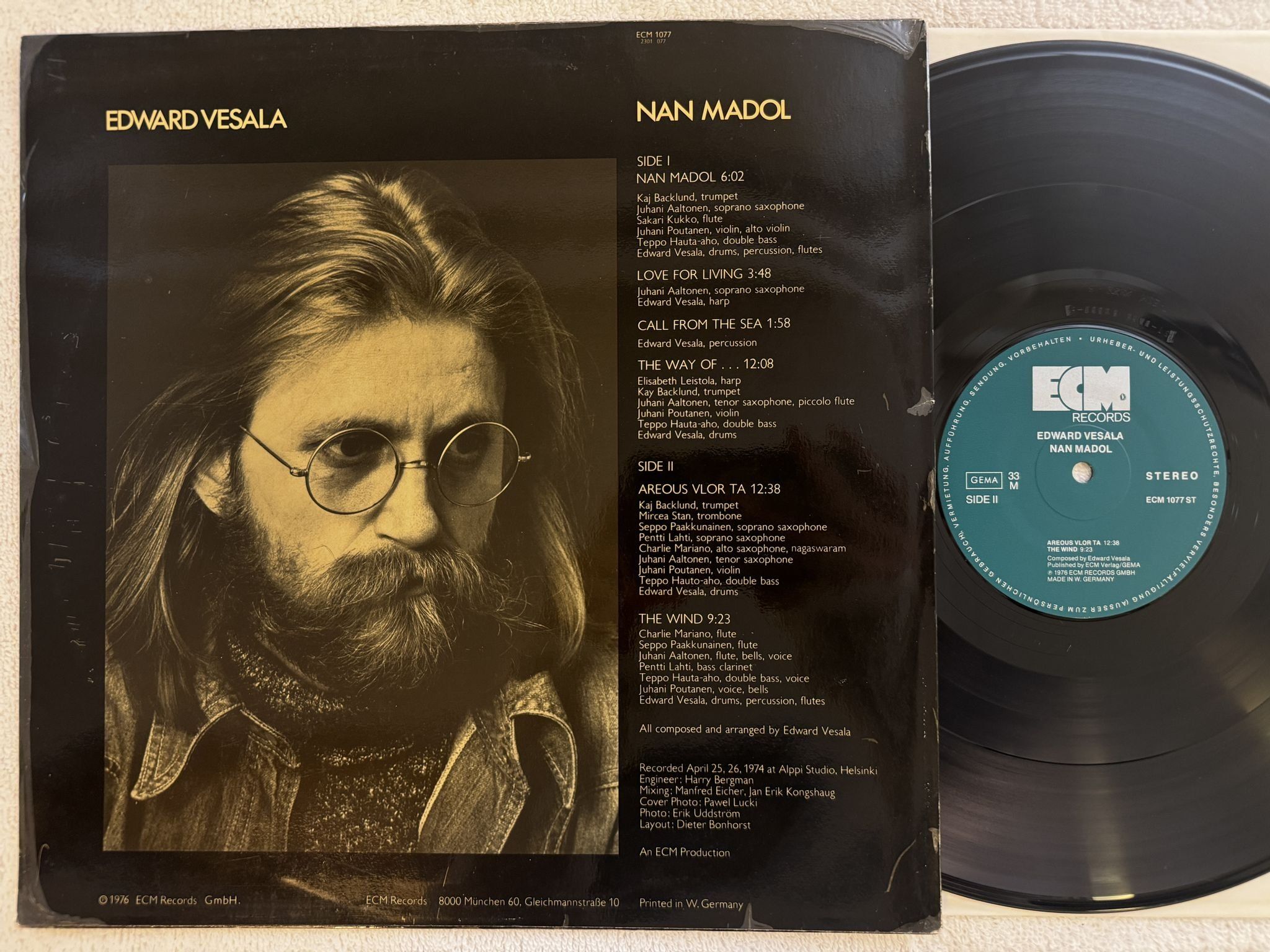 Omslagsbild för skivan EDWARD VESALA nan madol LP -76 Ger ECM 1077 ST