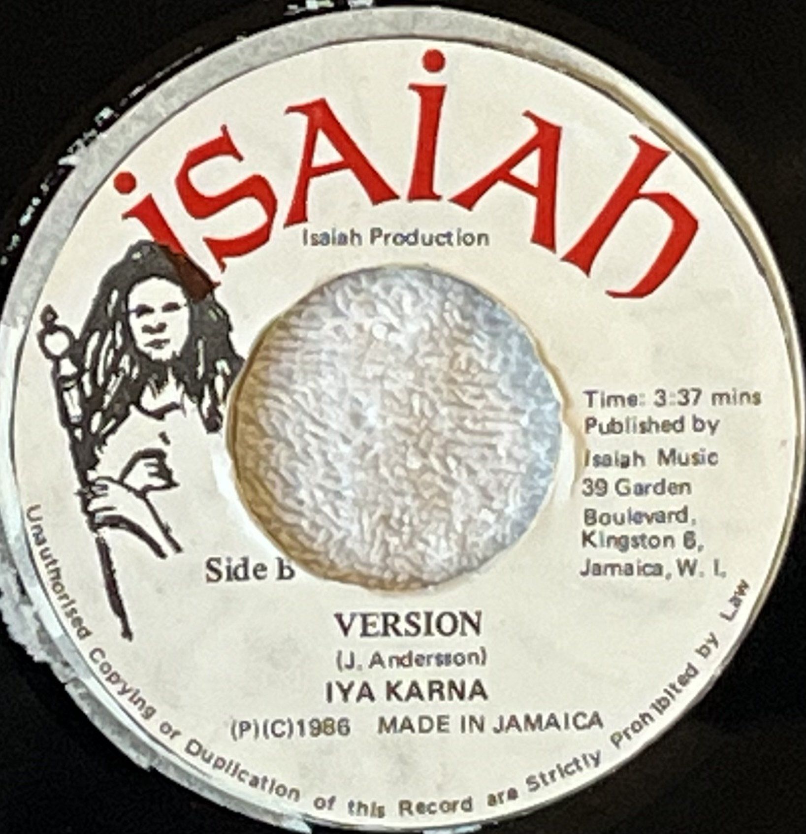 Omslagsbild för skivan IYA KARNA the next shot 7" -86 Jamaica ISAIAH