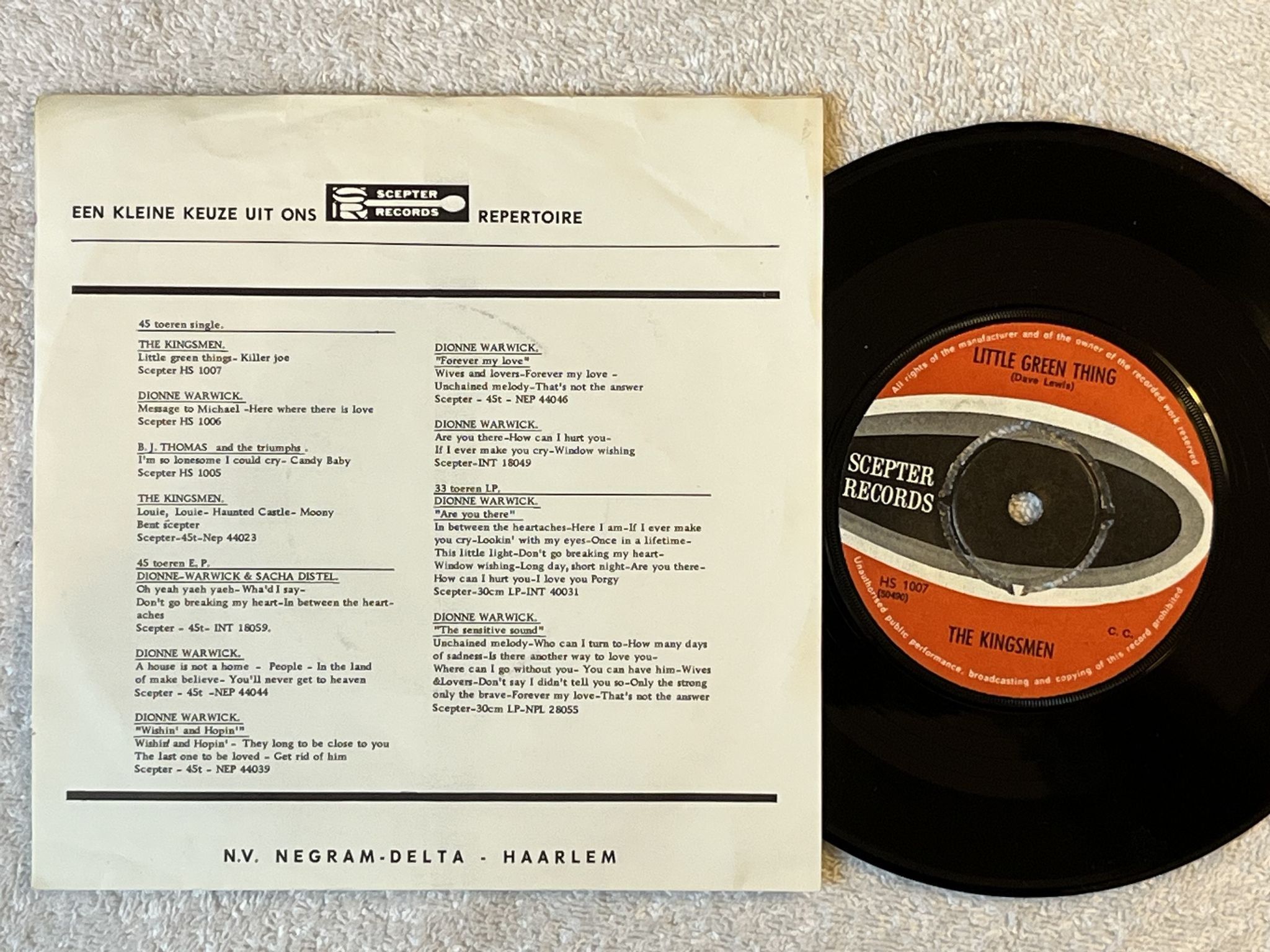 Omslagsbild för skivan THE KINGSMEN killer Joe 7" -66 SCEPTER HS 1007 *** GARAGE ROCK ***