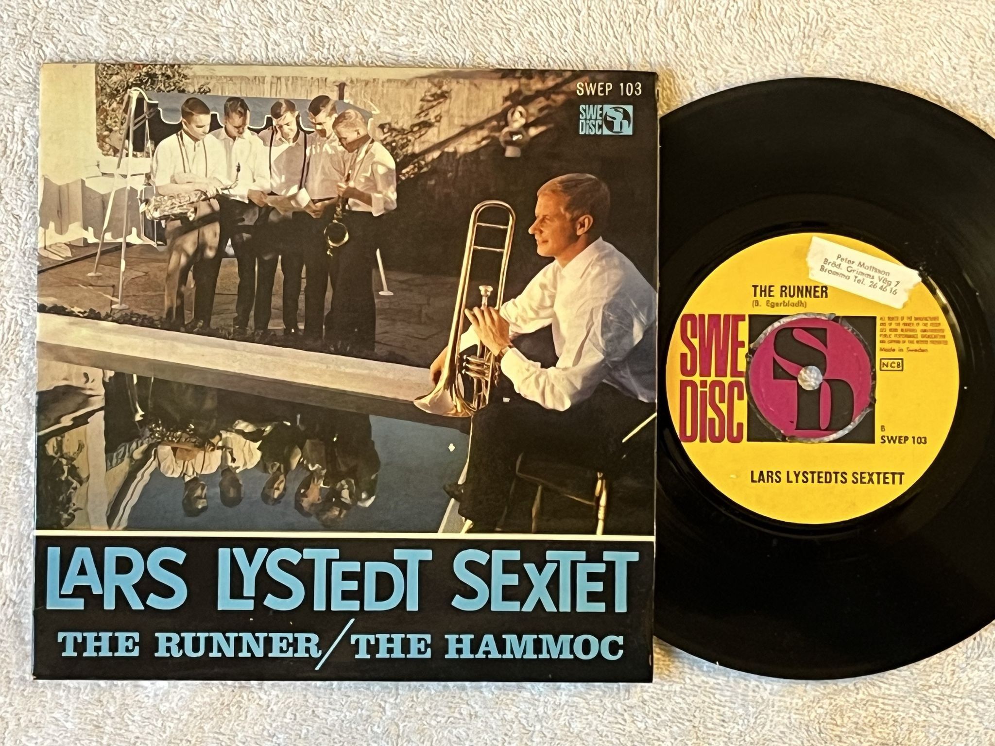 Omslagsbild för skivan LARS LYSTEDT SEXTET the runner 7" -63 Swe SWEDISC SWEP 103