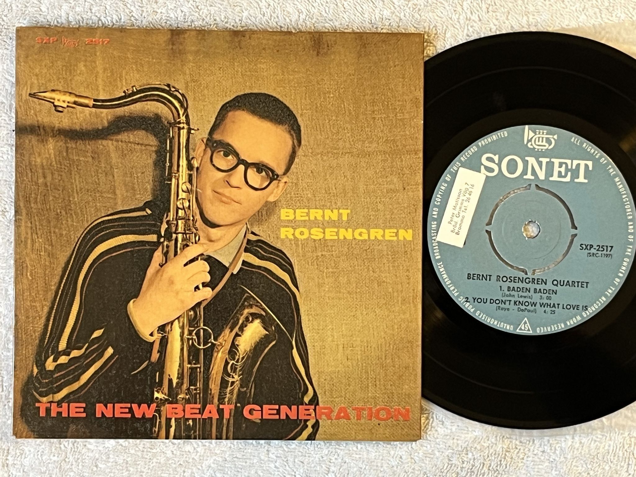 Omslagsbild för skivan BERNT ROSENGREN the new beat generation 7" -60 Swe SONET SXP2517 * RARE JAZZ *
