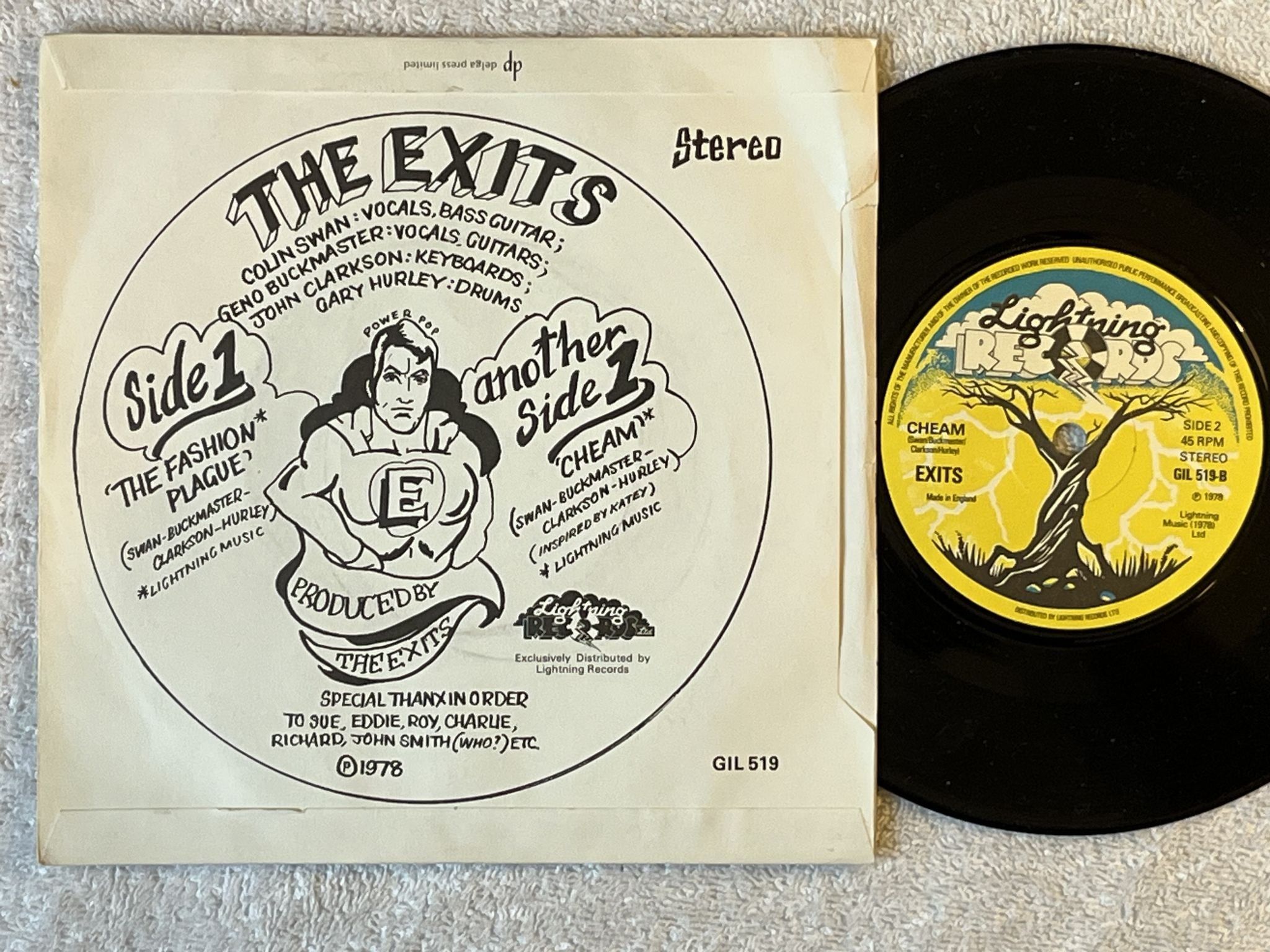 Omslagsbild för skivan EXITS the fashion plague 7" -78 UK LIGHTNING GIL 519 ** Mega Rare Power Pop **