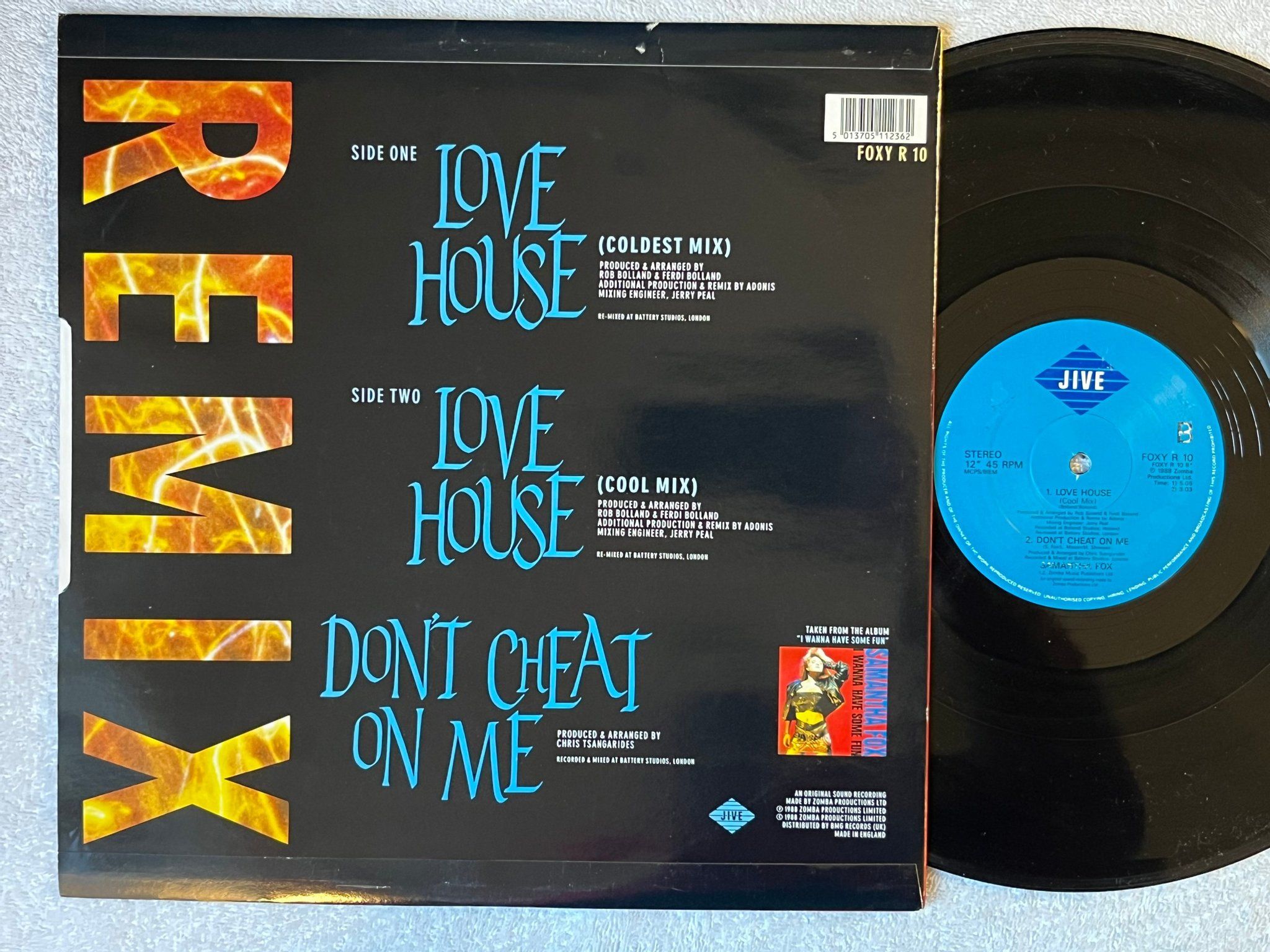 Omslagsbild för skivan SAMANTHA FOX love house (remix) 12"single -88 UK JIVE FOXY R 10