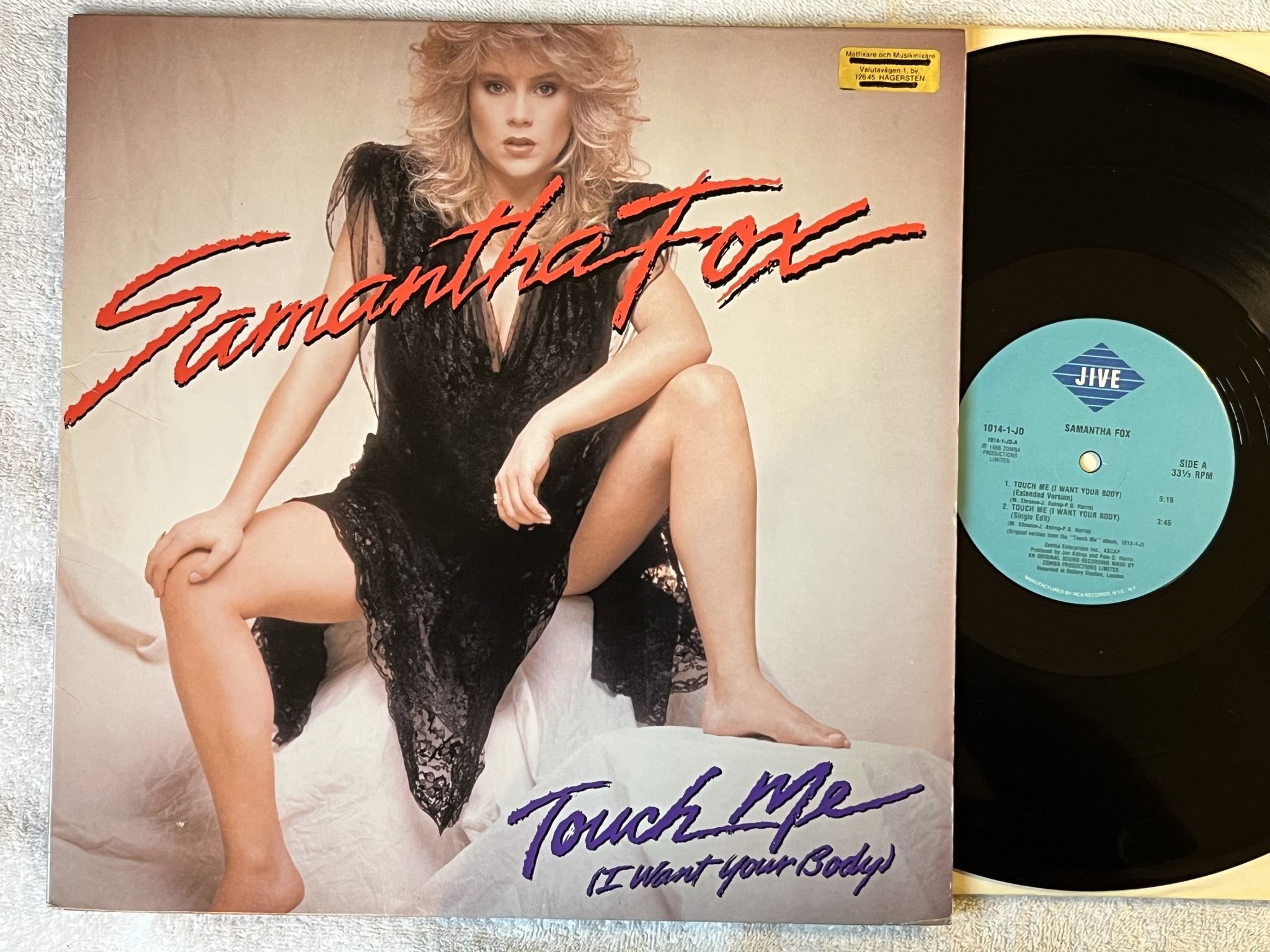 Omslagsbild för skivan SAMANTHA FOX touch me 12"single -86 US jive 1014-1-JD