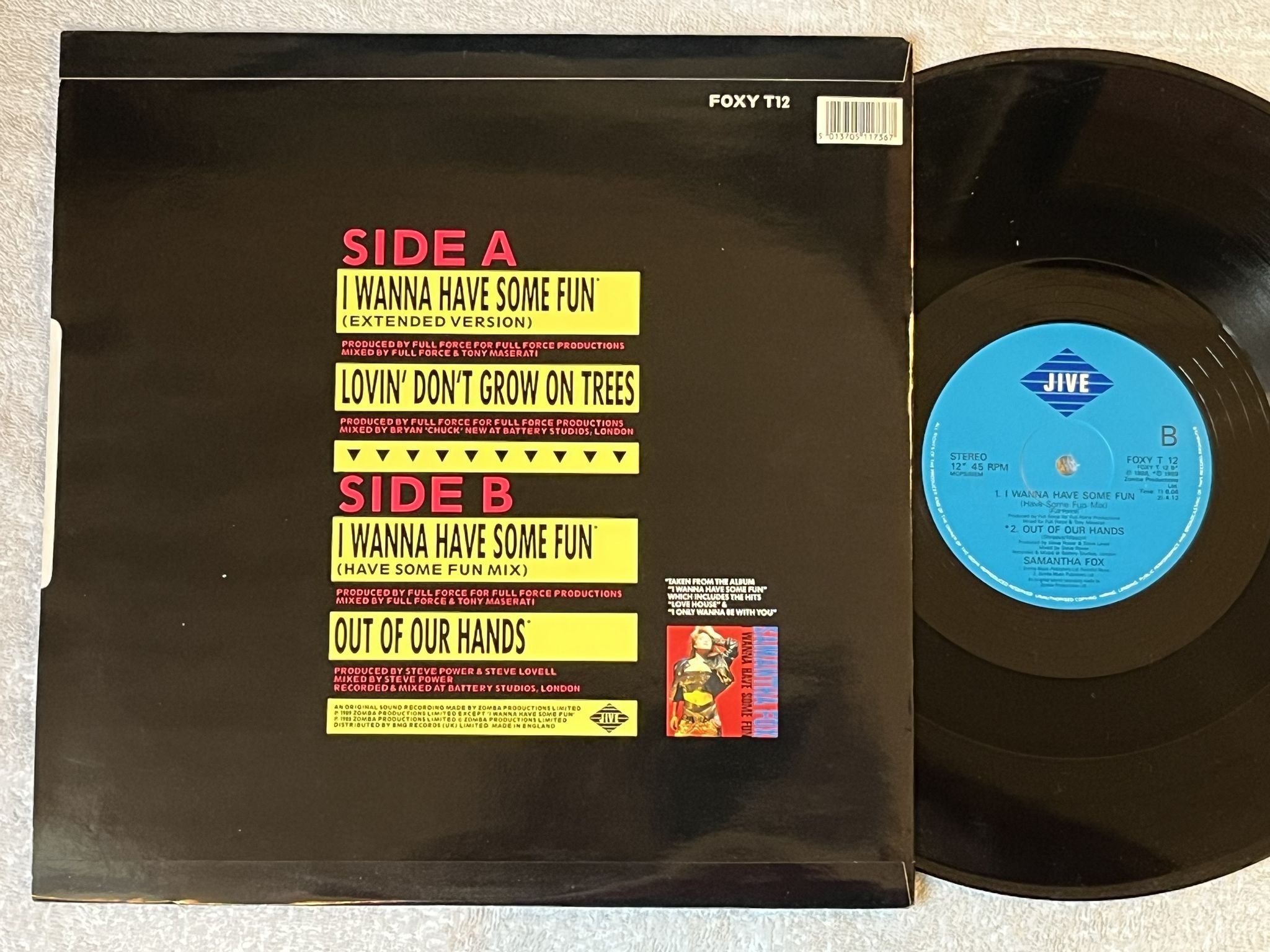 Omslagsbild för skivan SAMANTHA FOX I Wanna Have Some Fun 12"single -89 JIVE FOXY T 12 ** POSTER **