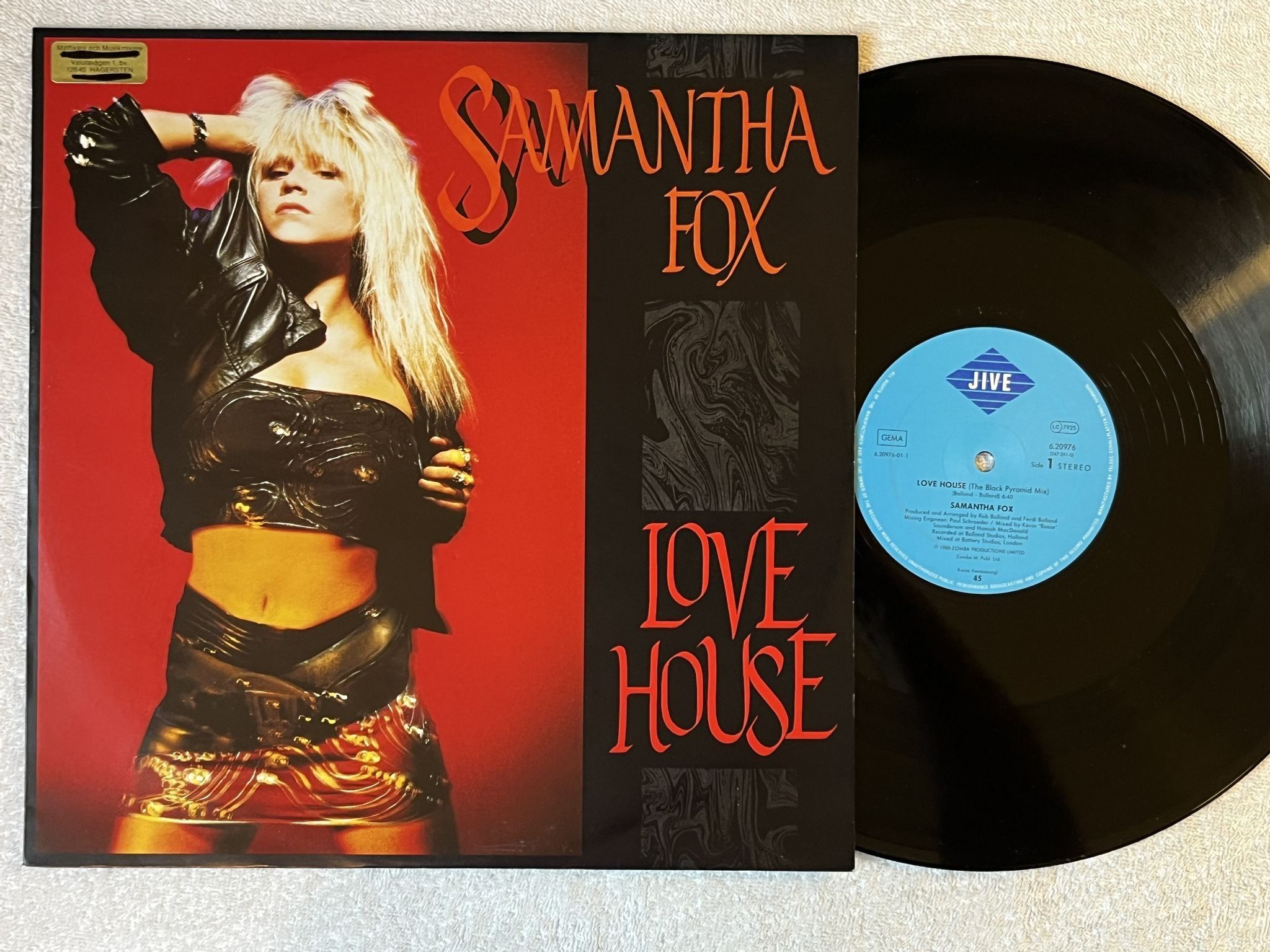 Omslagsbild för skivan SAMANTHA FOX love house 12"single -88 Ger JIVE 620976