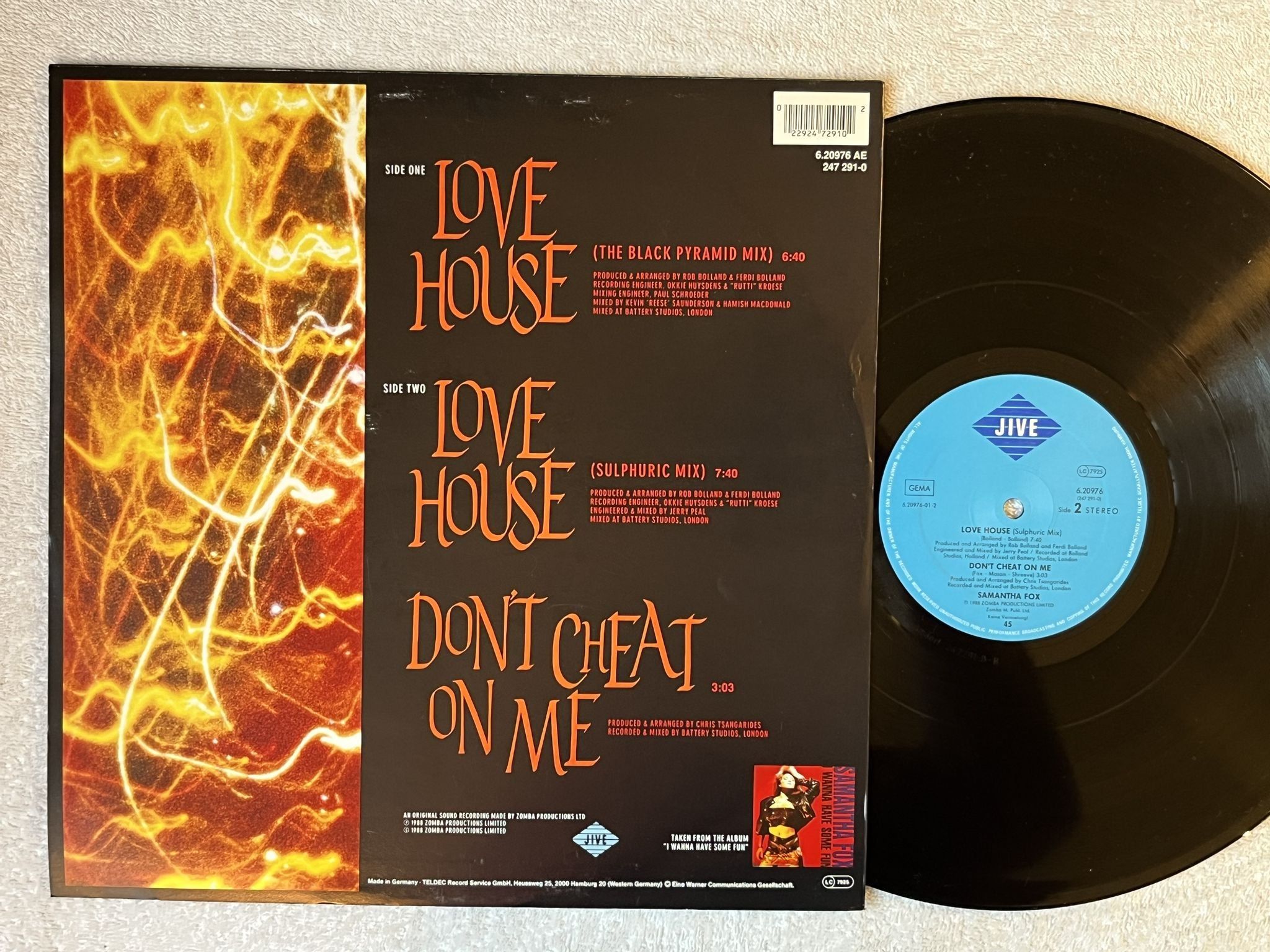Omslagsbild för skivan SAMANTHA FOX love house 12"single -88 Ger JIVE 620976