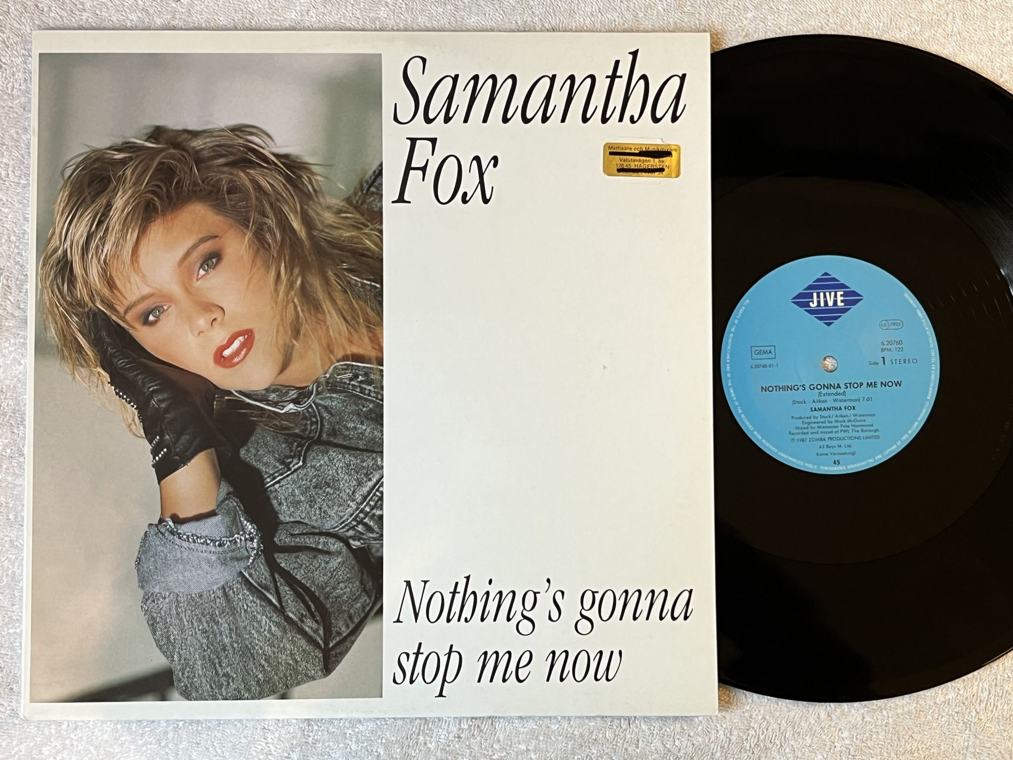 Omslagsbild för skivan SAMANTHA FOX nothing's gonna stop me now 12"single -87 Ger JIVE 620760