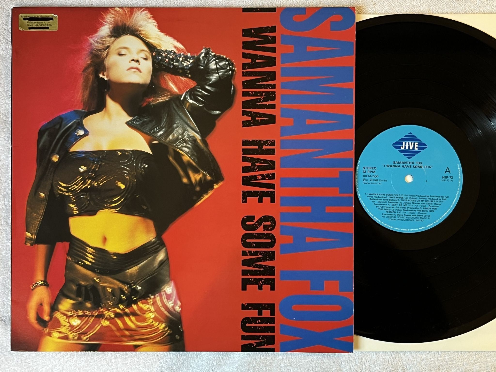 Omslagsbild för skivan SAMANTHA FOX I Wanna Have Some Fun LP -88 ncb JIVE HIP-72