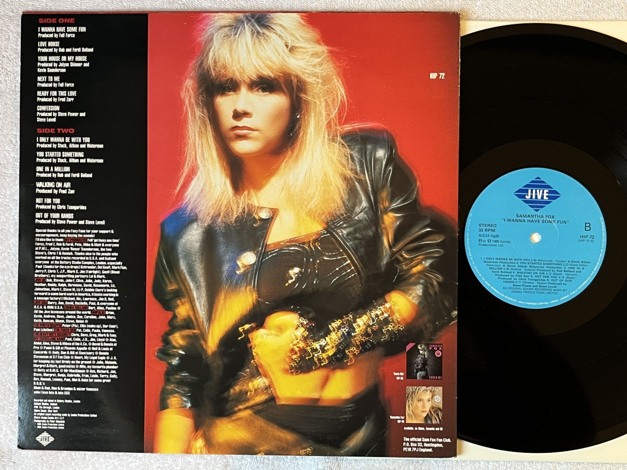 Omslagsbild för skivan SAMANTHA FOX I Wanna Have Some Fun LP -88 ncb JIVE HIP-72