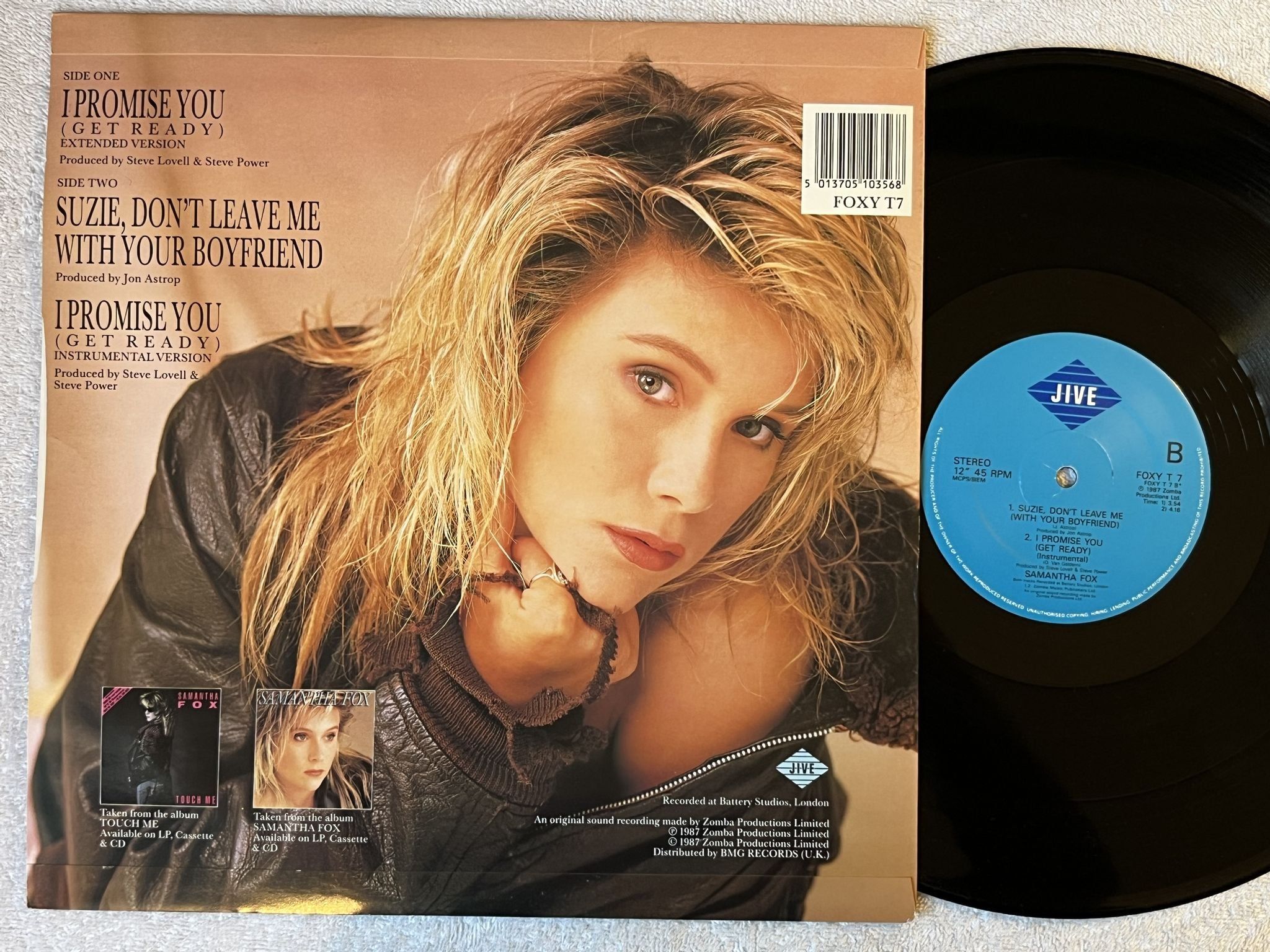 Omslagsbild för skivan SAMANTHA FOX I Promise You 12"single -87 UK JIVE FOXY T 7 ** POSTER **