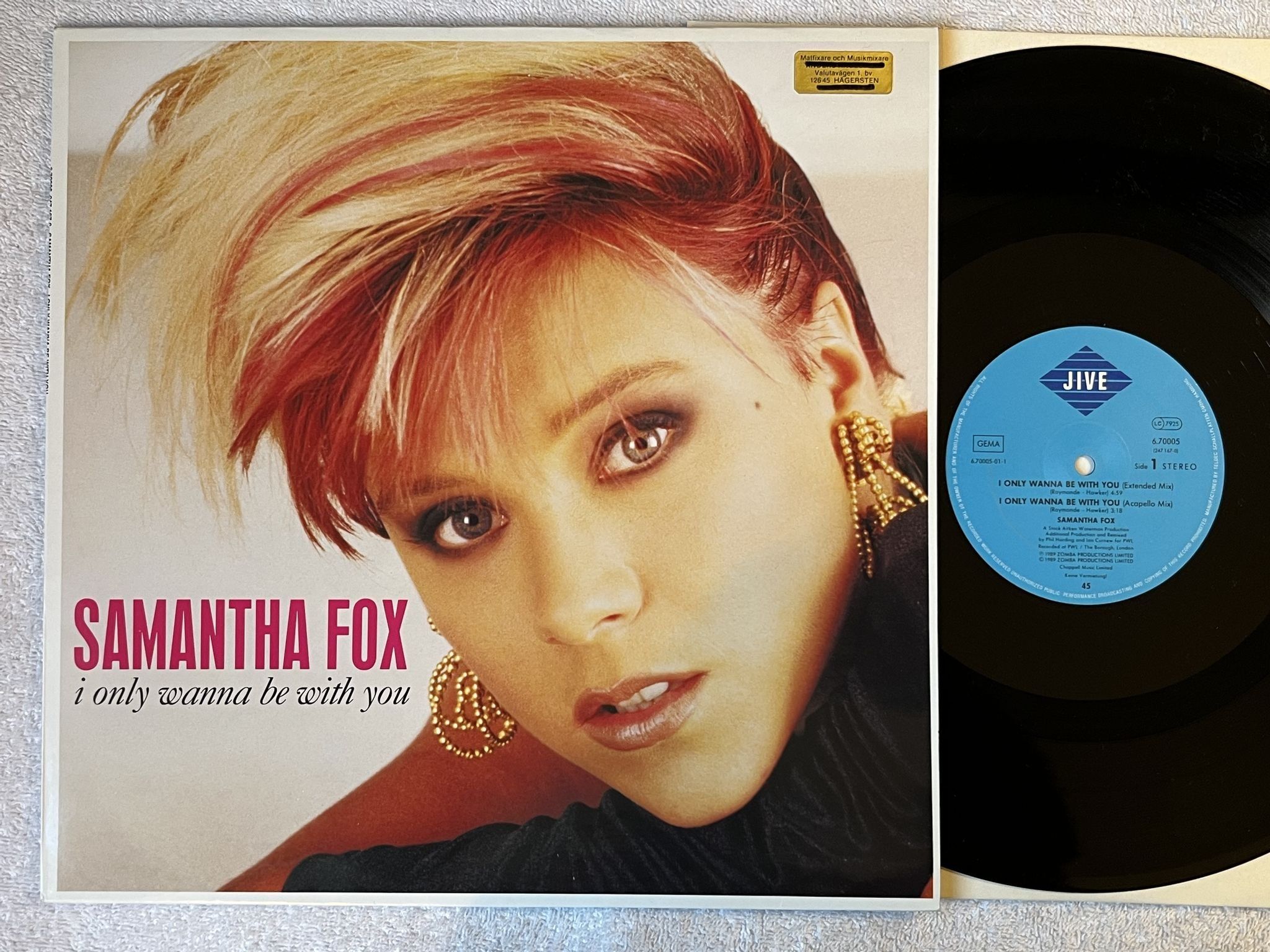 Omslagsbild för skivan SAMANTHA FOX I Only Wanna Be With You 12"single -89 Ger JIVE 6.70005