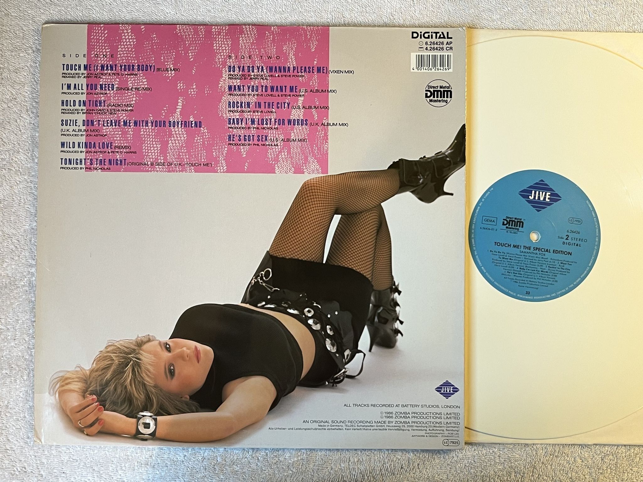 Omslagsbild för skivan Samantha Fox touch me LP -86 Ger JIVE 6.26426
