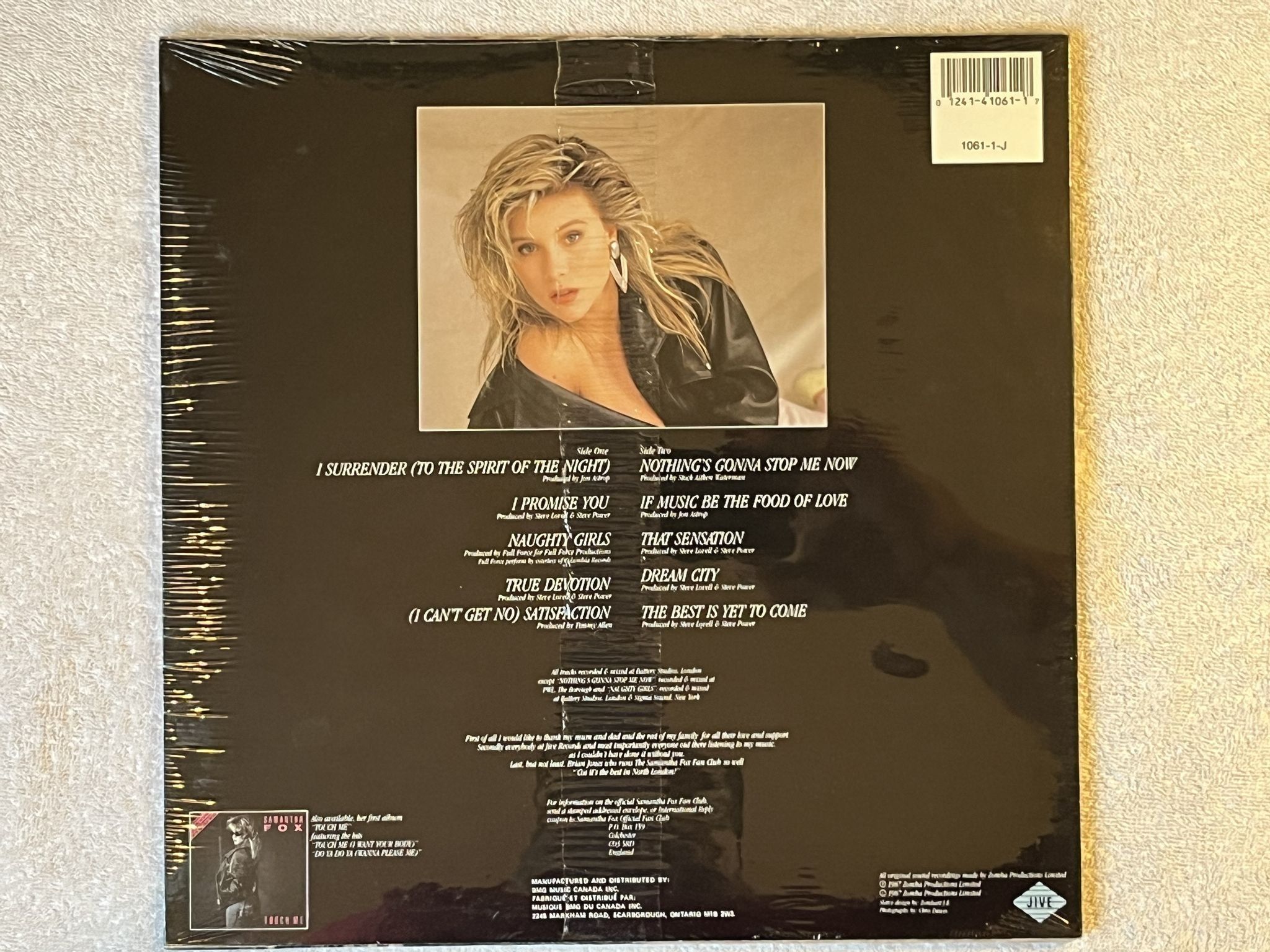 Omslagsbild för skivan Samantha Fox s/t LP -87 Can JIVE 1061-1-J ** SEALED **
