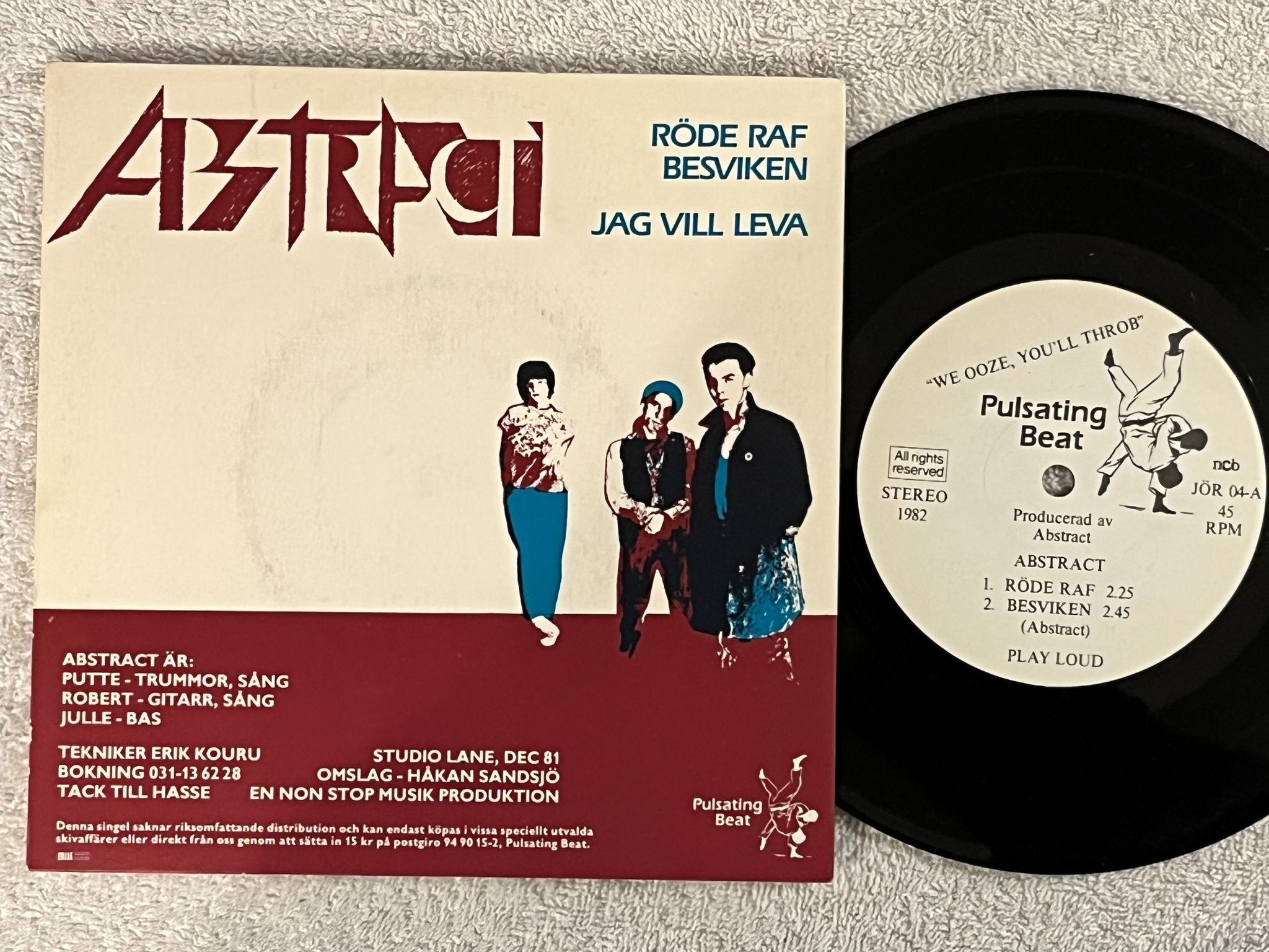 Omslagsbild för skivan ABSTRACT Röde Raf 7" -82 Swe PULSATING BEAT JÖR 04