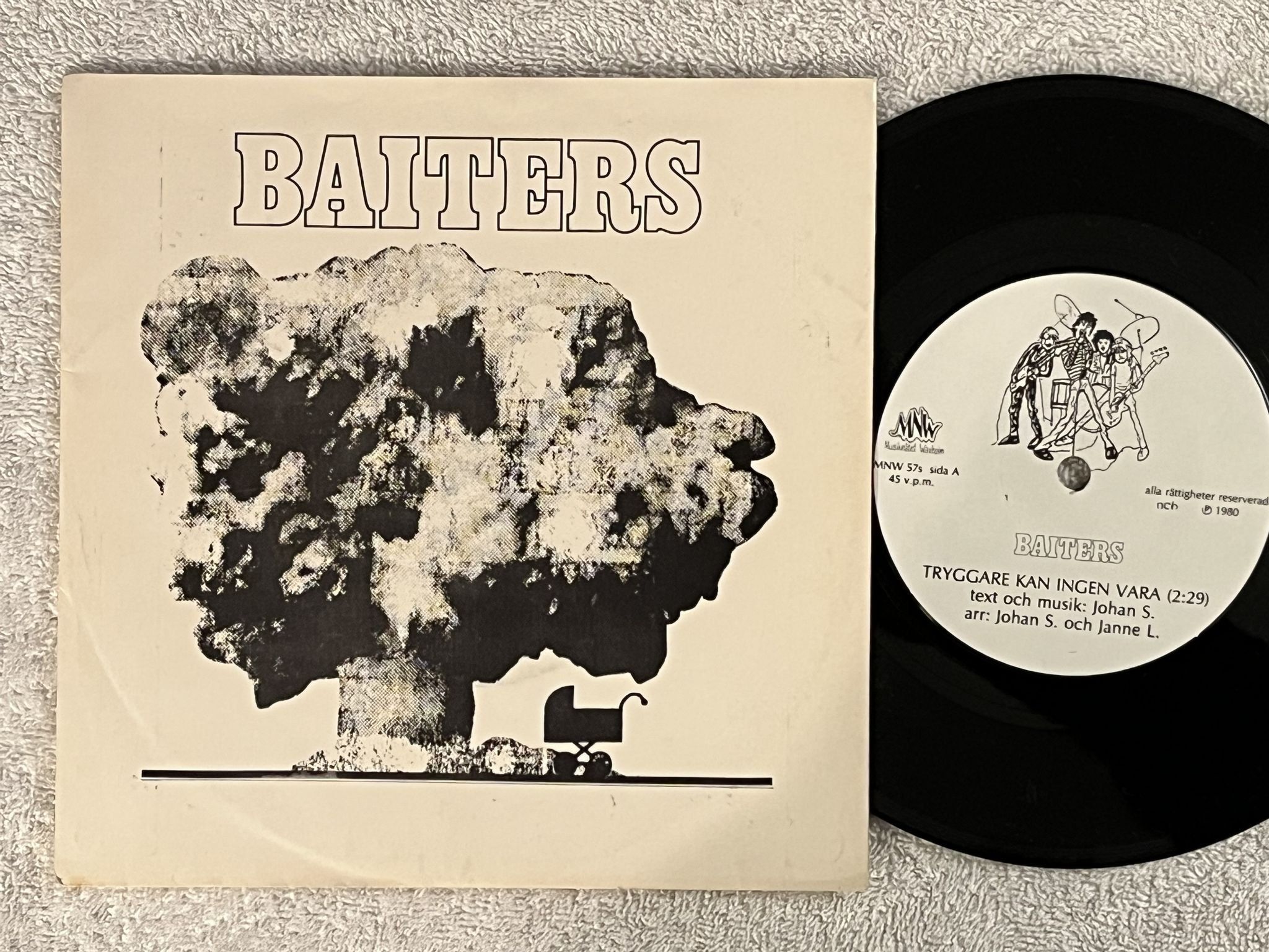 Omslagsbild för skivan BAITERS Tryggare Kan Ingen Vara 7" -80 Swe MNW 57s