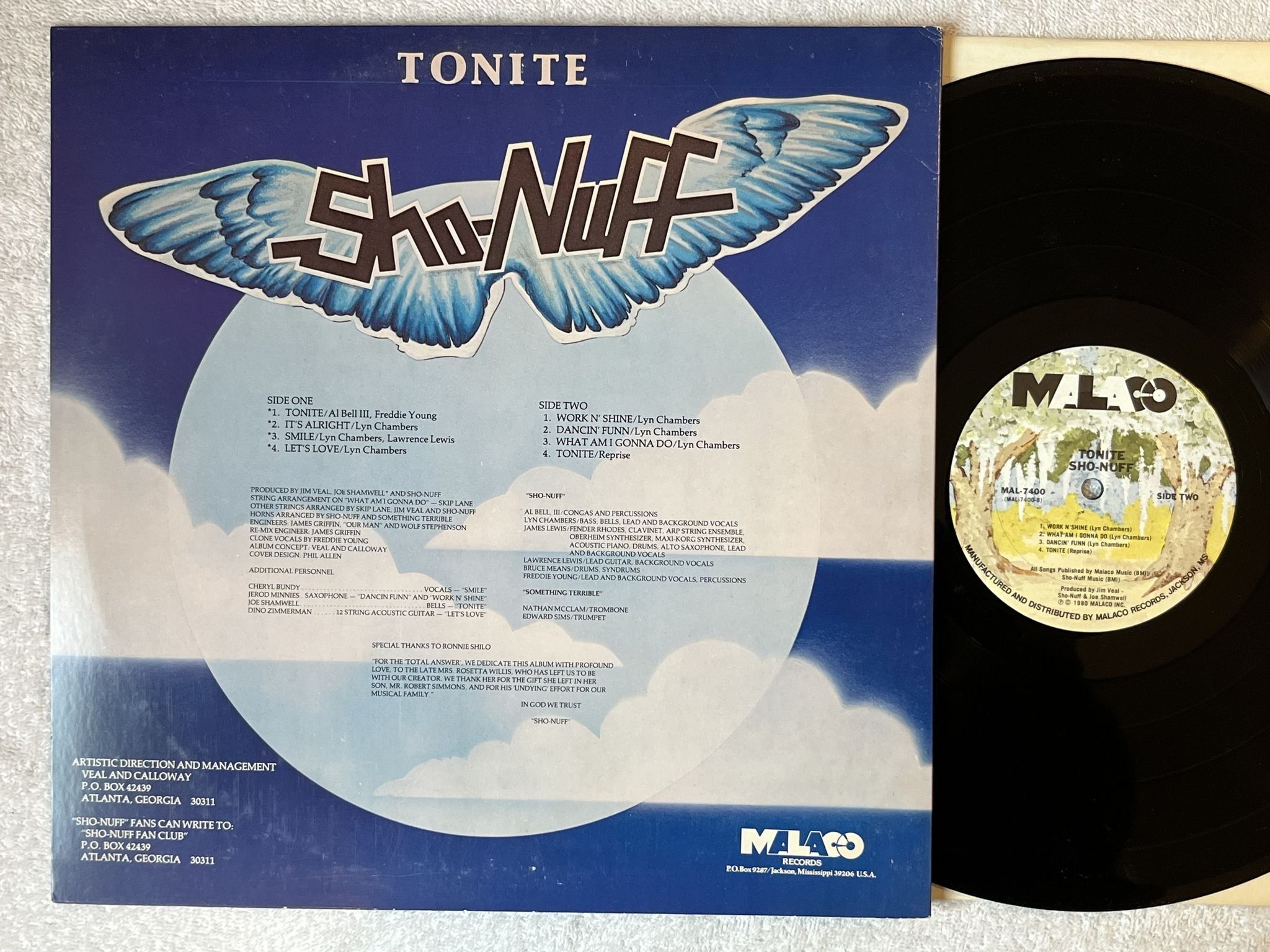 Omslagsbild för skivan SHO-NUFF tonite LP -80 US MALACO MAL-7400