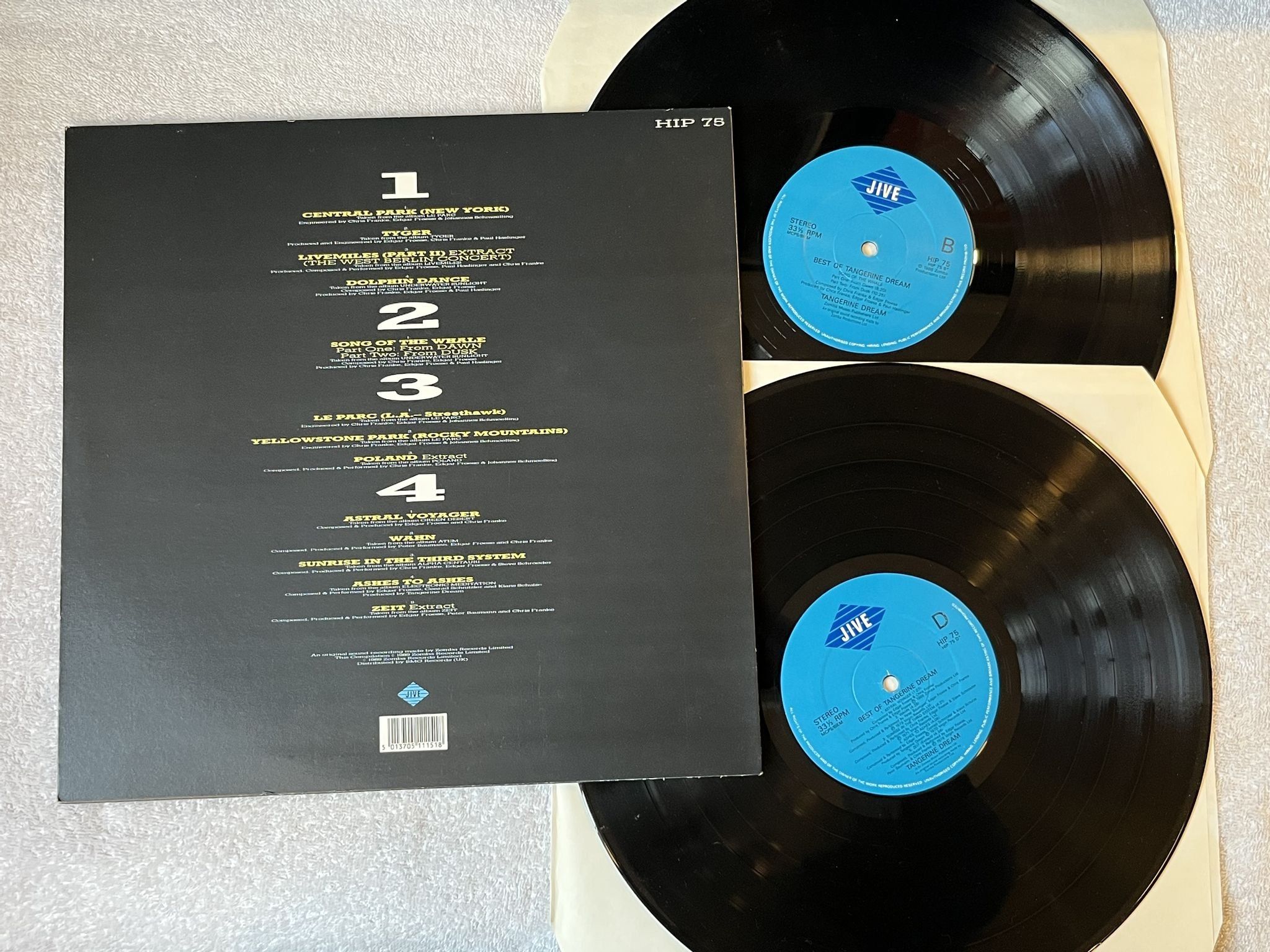 Omslagsbild för skivan TANGERINE DREAM the best of 2x12" -89 UK JIVE HIP 75