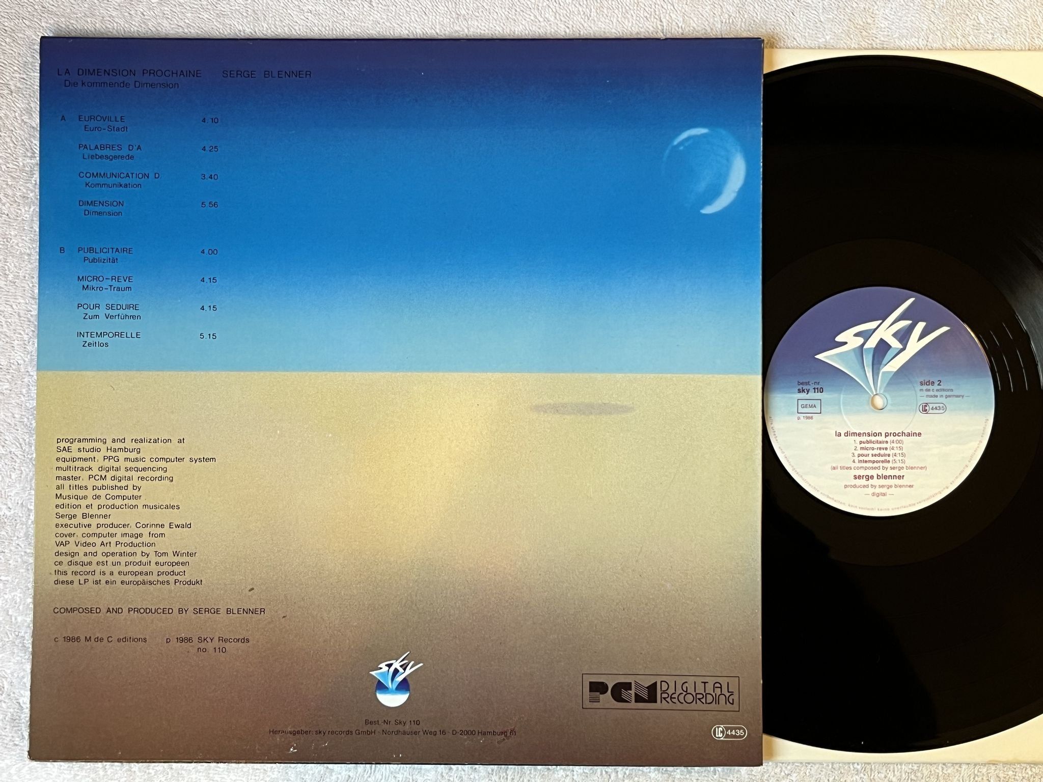 Omslagsbild för skivan SERGE BLENNER la dimension prochaine LP -86 Ger SKY 110 *** BERLIN-SCHOOL ***