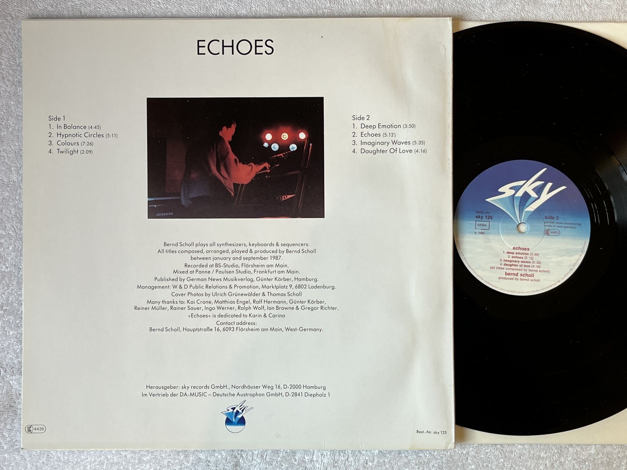 Omslagsbild för skivan BERND SCHOLL echoes LP -88 Ger SKY 125 *** AMBIENT ***