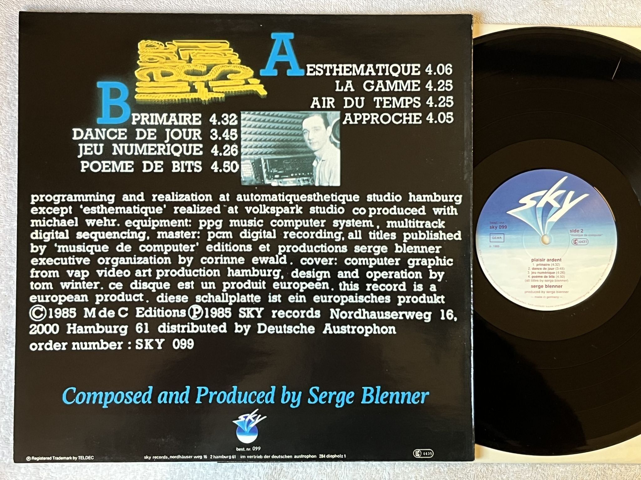 Omslagsbild för skivan SERGE BLENNER Plaisir Ardent LP -85 Ger SKY 099 *** BERLIN-SCHOOL ***