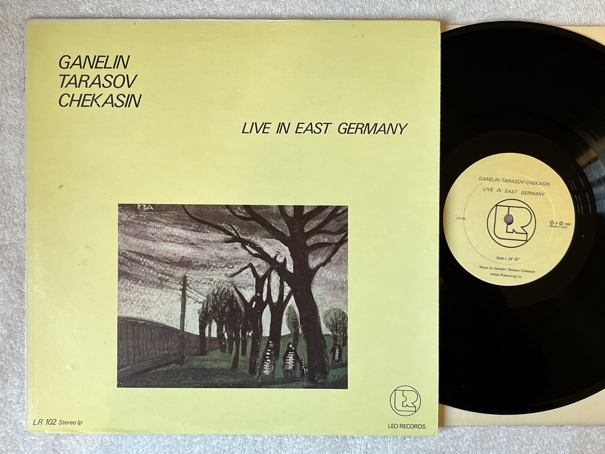 Omslagsbild för skivan GANELIN TARASOV CHEKASIN live in East Germany LP -80 US LEO LR 102 * FREE JAZZ *