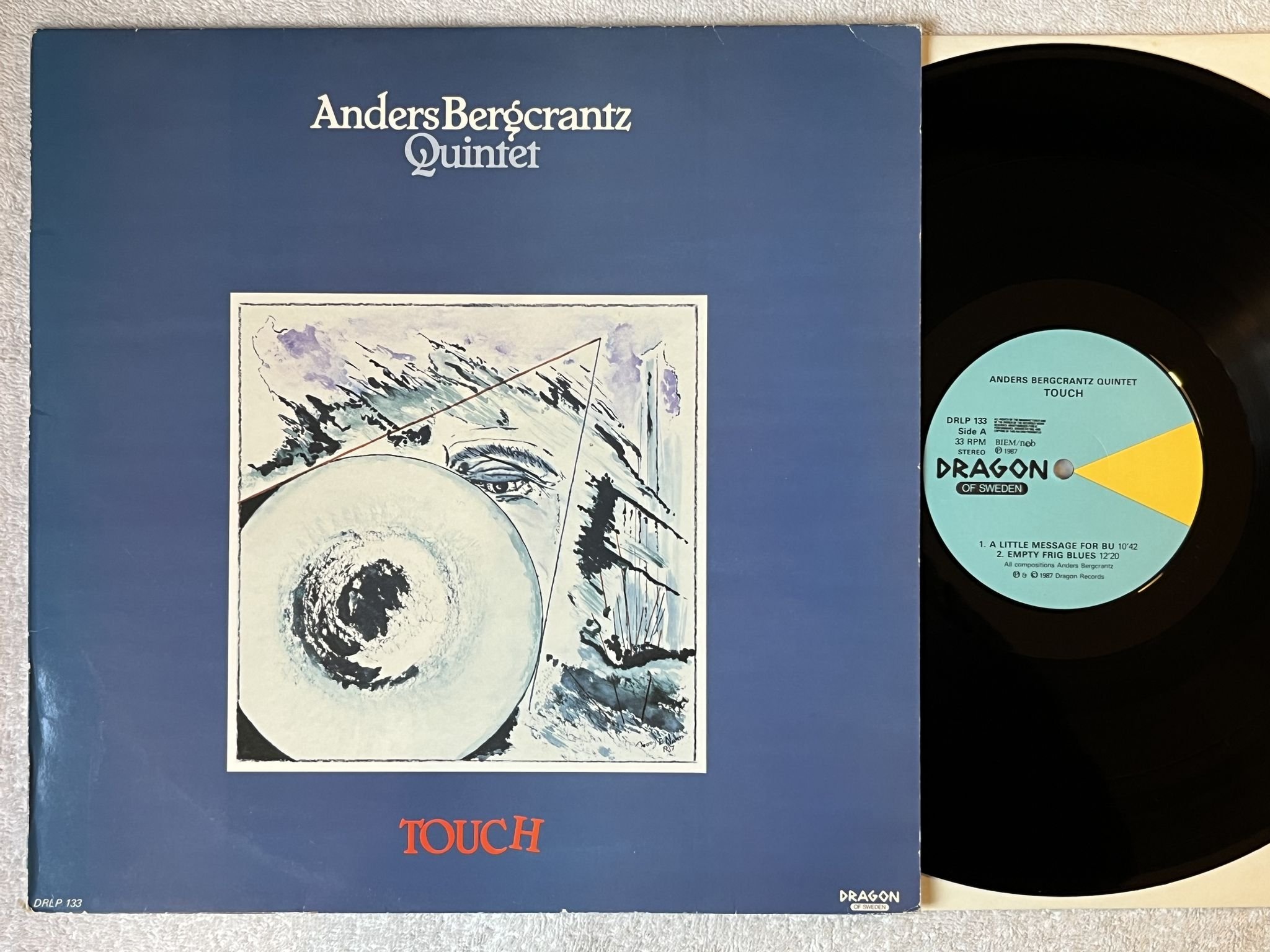 Omslagsbild för skivan ANDERS BERGCRANTZ QUINTET Touch LP -87 Swe DRAGON DRLP 133