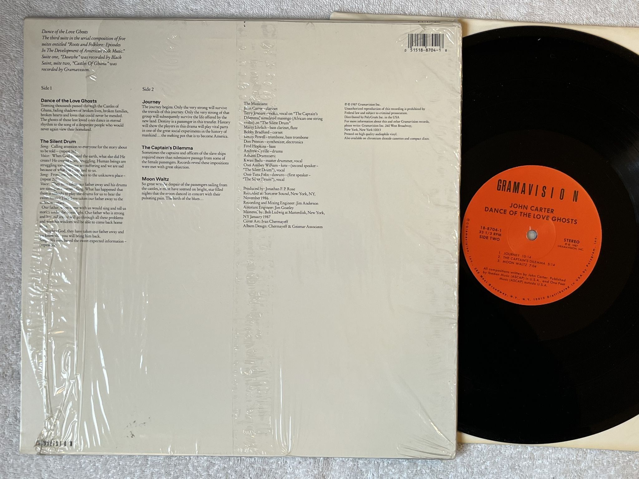 Omslagsbild för skivan JOHN CARTER Dance Of The Love Ghosts LP -87 US GRAMAVISION 18-8704-1