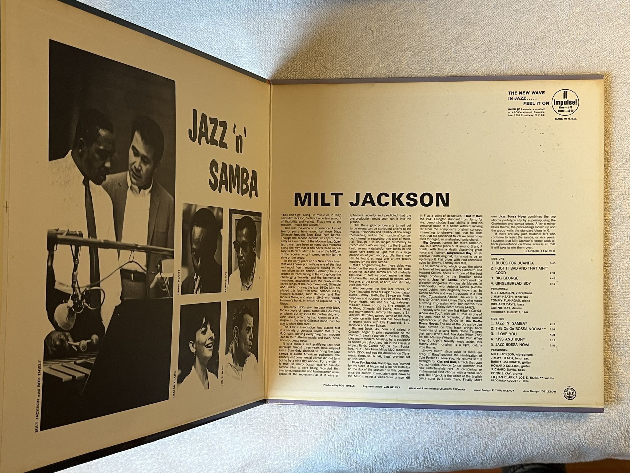Omslagsbild för skivan MILT JACKSON jazz n samba LP -65 US IMPULSE AS-70