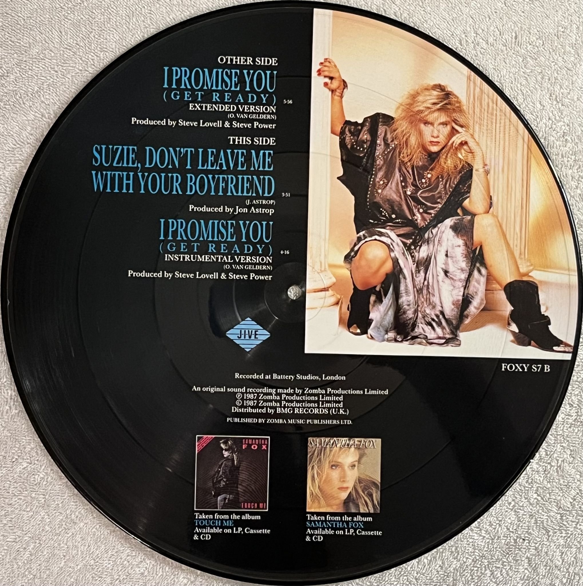 Omslagsbild för skivan SAMANTHA FOX I Promise You (Get Ready) 12" PICTURE DISC -87 UK JIVE FOXY S 7