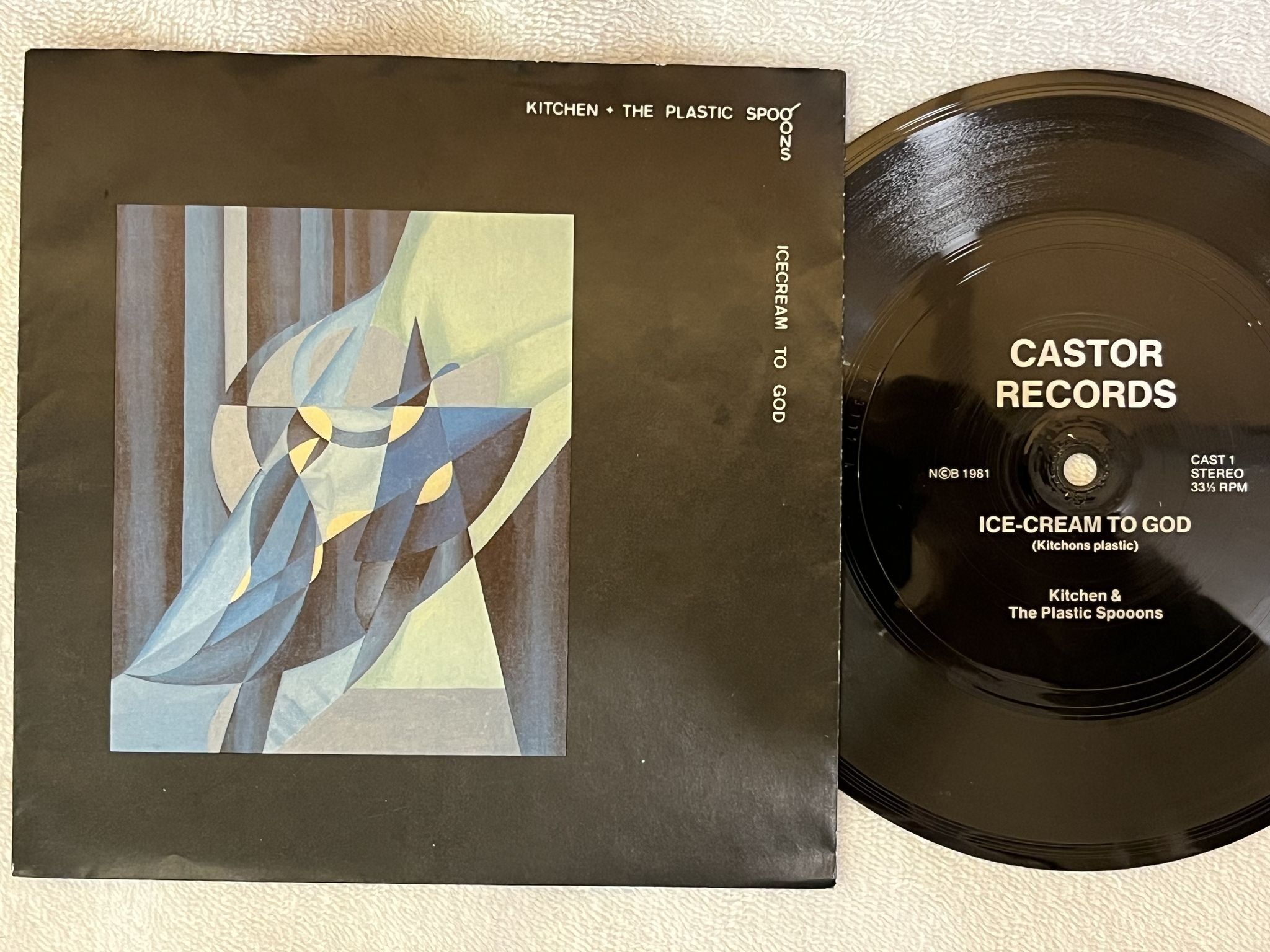 Omslagsbild för skivan KITCHEN & THE PLASTIC SPOONS Ice-cream To God 7" -81 flexi CASTOR CAST 2