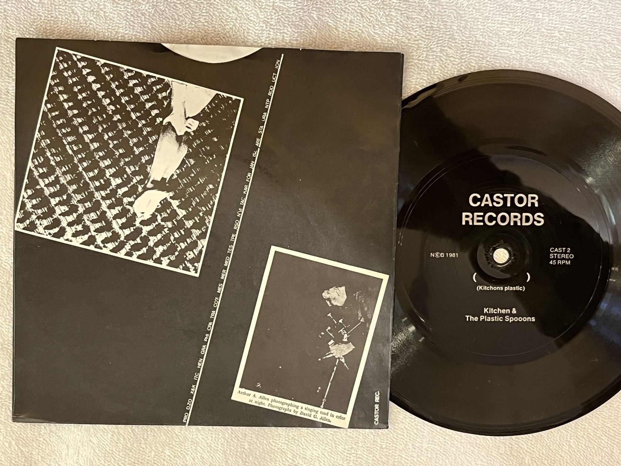 Omslagsbild för skivan KITCHEN & THE PLASTIC SPOONS Ice-cream To God 7" -81 flexi CASTOR CAST 2