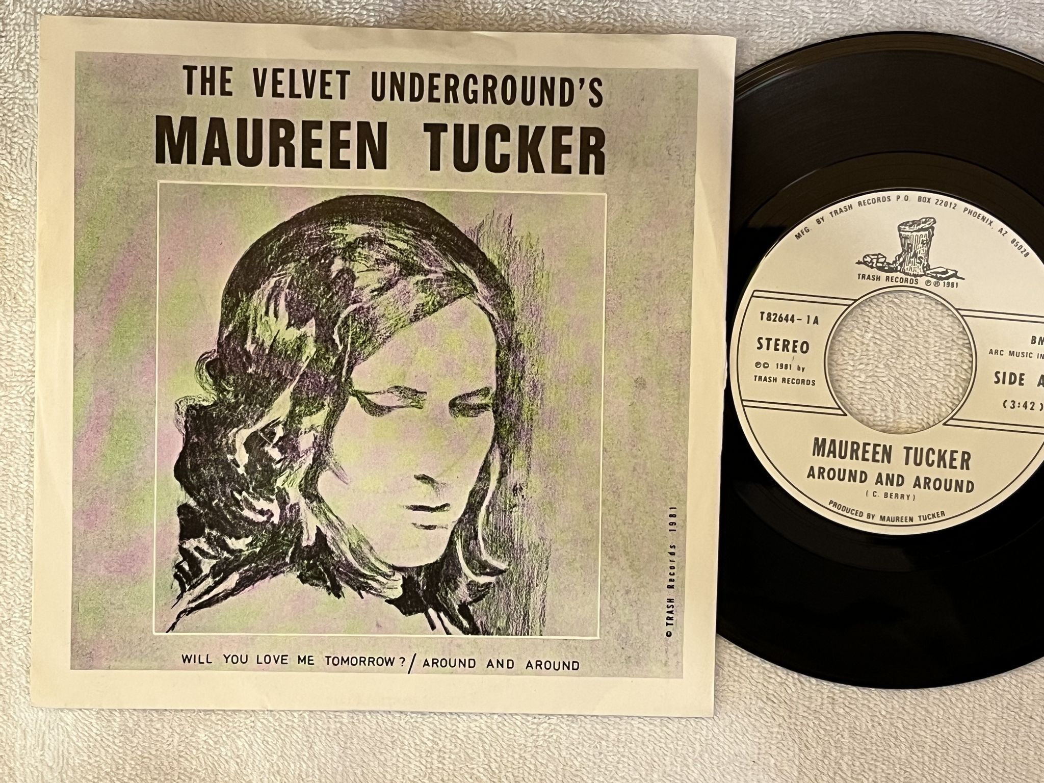 Omslagsbild för skivan MAUREEN TUCKER Will You Love Me Tomorrow 7" -81 US TRTASH T 82644