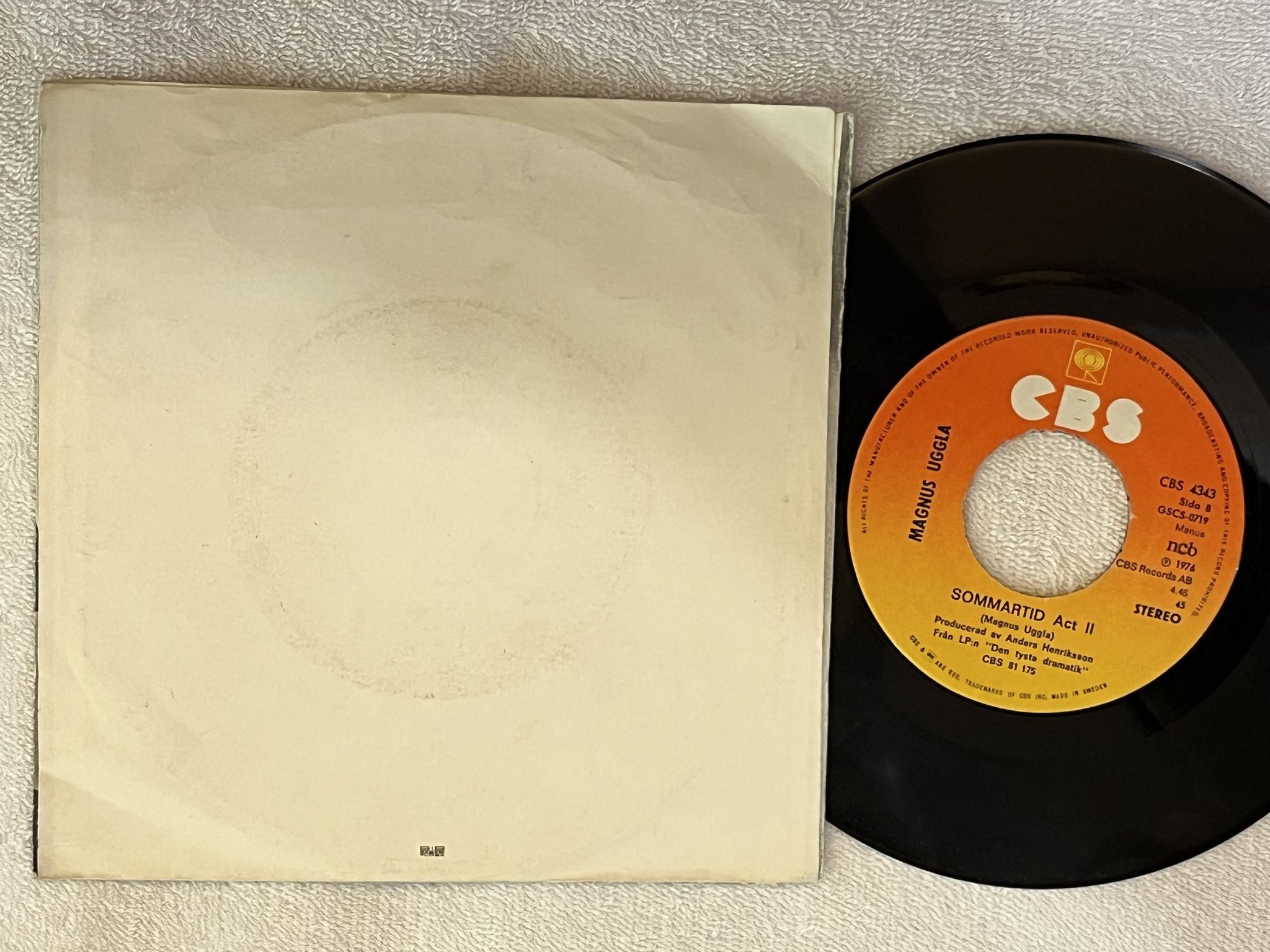 Omslagsbild för skivan MAGNUS UGGLA sommartid act I 7"single -76 ncb CBS 4343 *** RARE ***