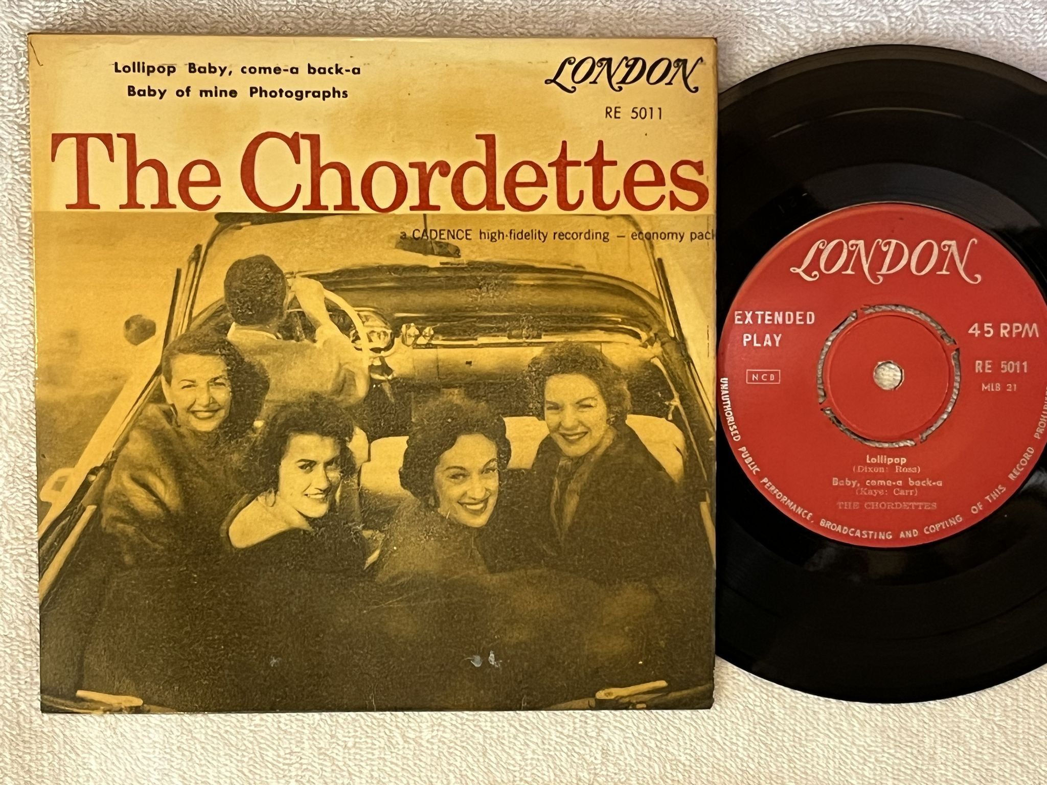 Omslagsbild för skivan CHORDETTES lollipop 7"ep -58 Swe LONDON RE 5011