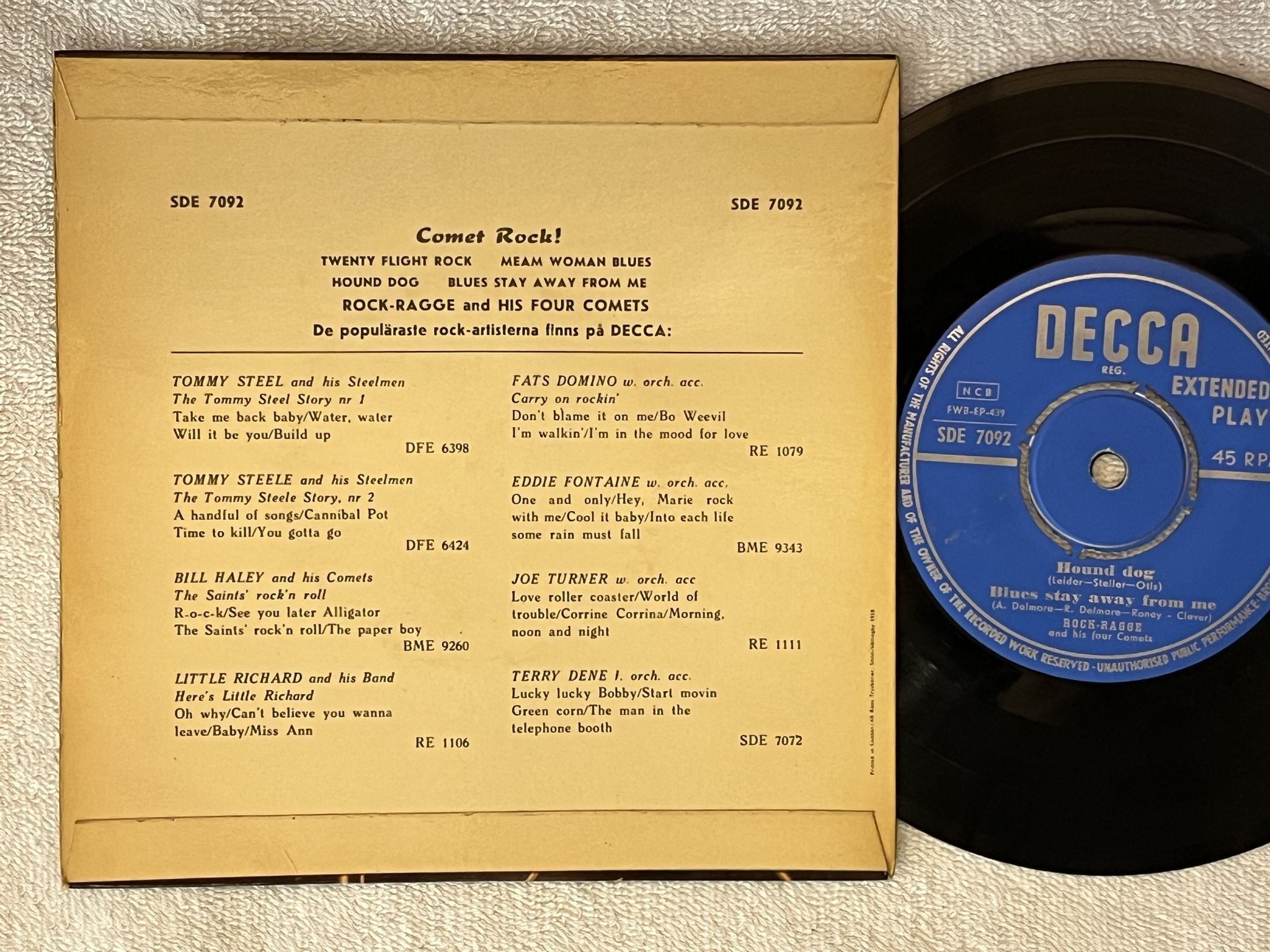 Omslagsbild för skivan ROCK-RAGGE & HIS FOUR COMETS Comet Rock! 7"ep -58 DECCA SD 7092
