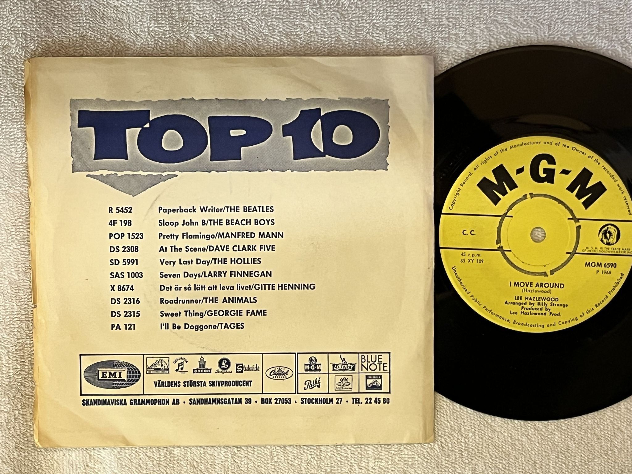 Omslagsbild för skivan LEE HAZLEWOOD sand 7" -66 Swe MGM 6590