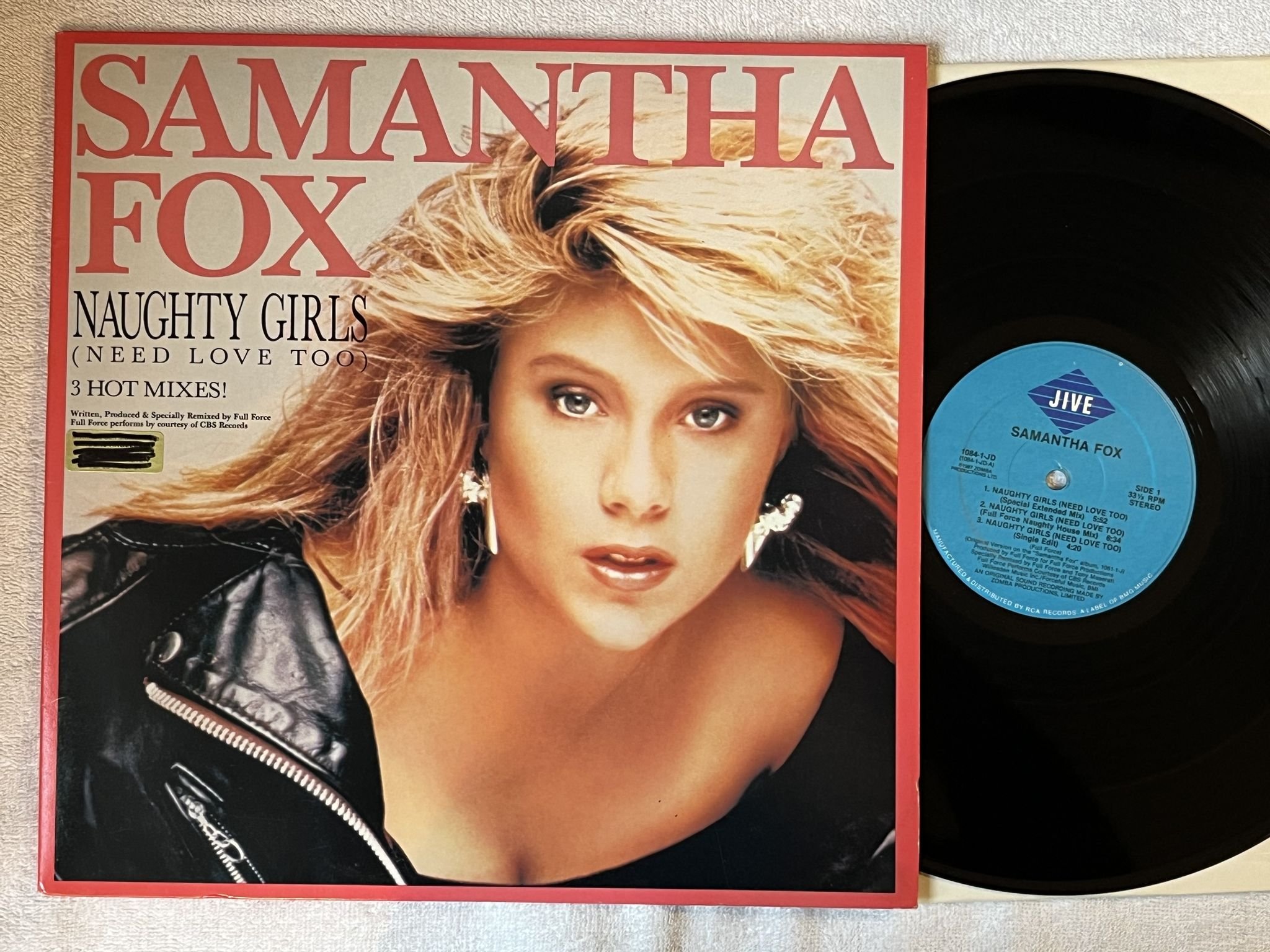 Omslagsbild för skivan SAMANTHA FOX naughty girls (Need Love Too) 12"single -87 US JIVE 1084-1-JD