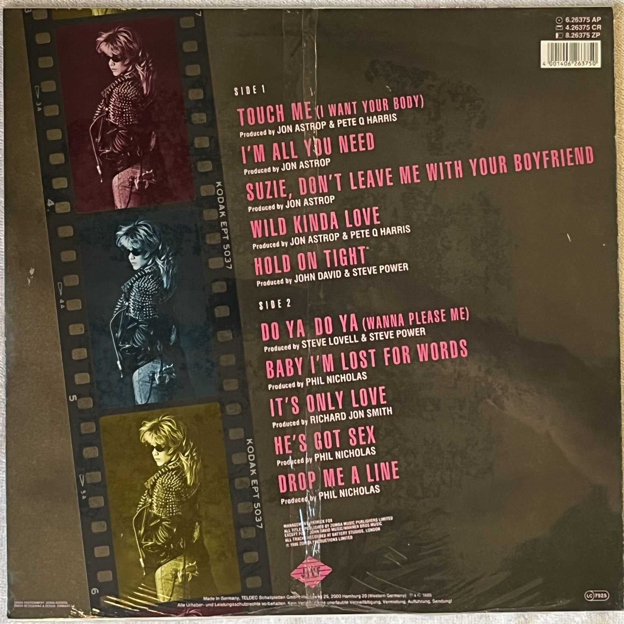 Omslagsbild för skivan SAMANTHA FOX touch me LP -86 Ger JIVE 626375 ** STILL SEALED **