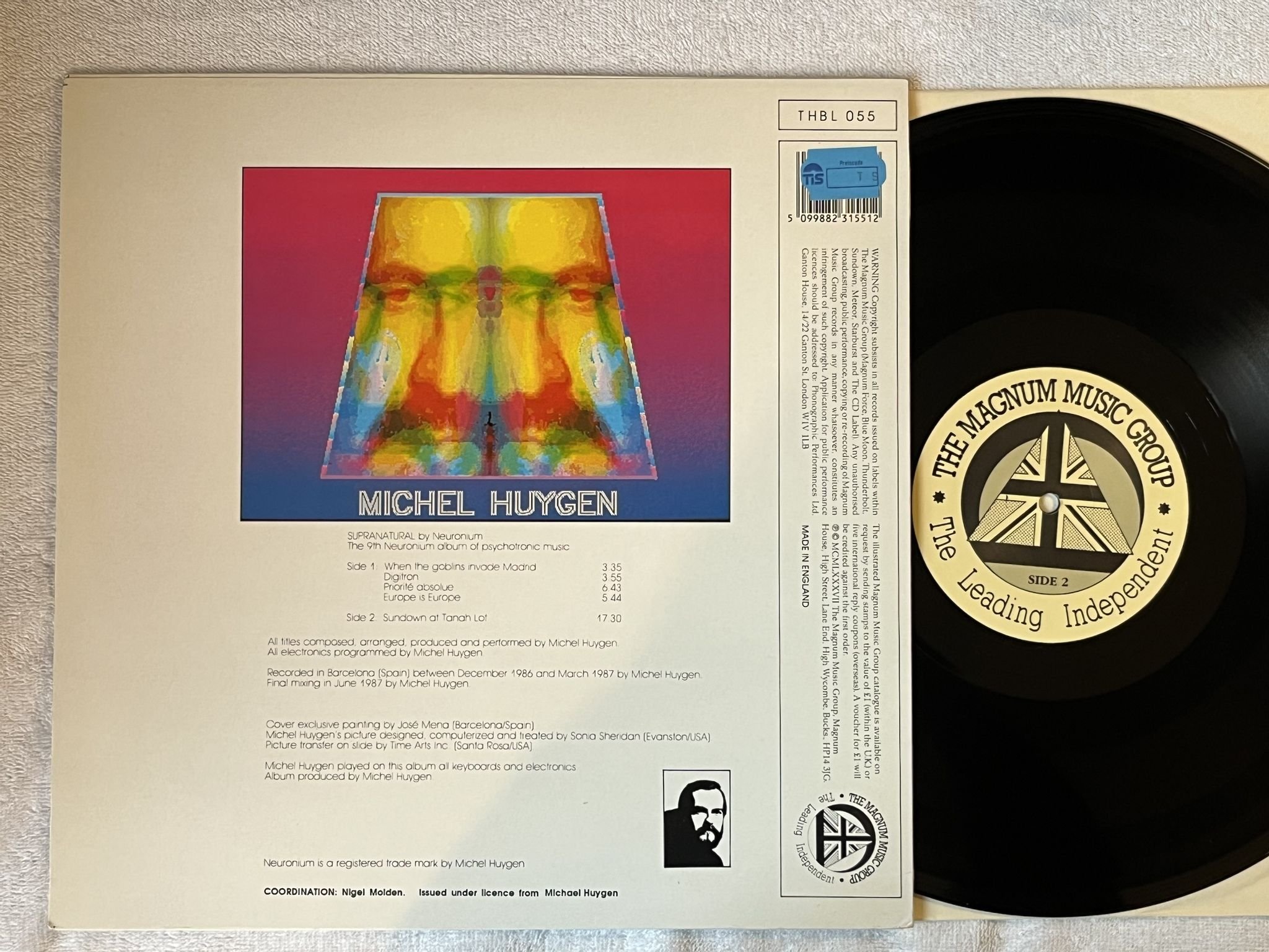 Omslagsbild för skivan NEURONIUM Supranatural LP -87 UK THUNDERBOLT THBL 055