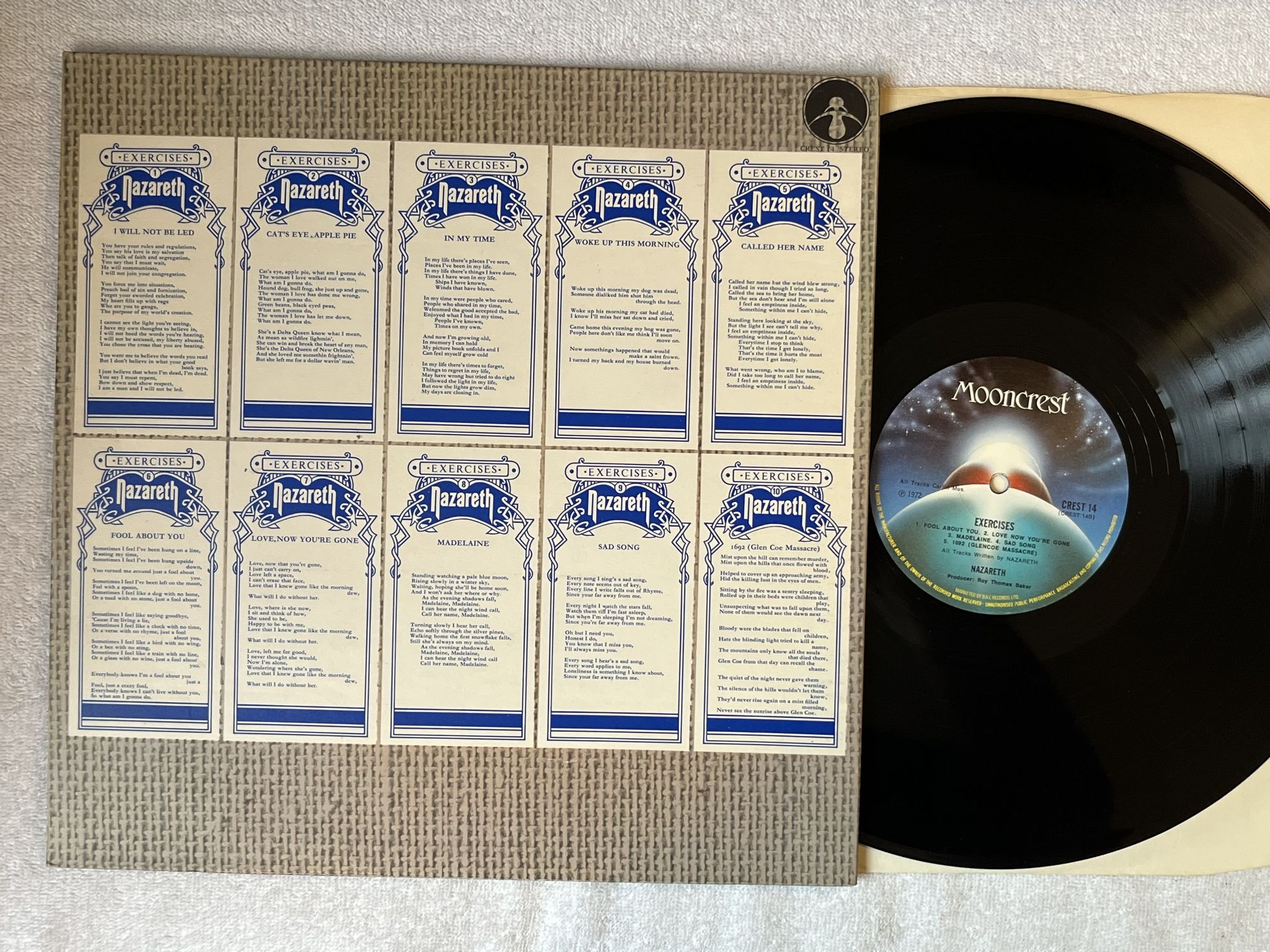 Omslagsbild för skivan NAZARETH Exercises LP UK MOONCREST CREST 14