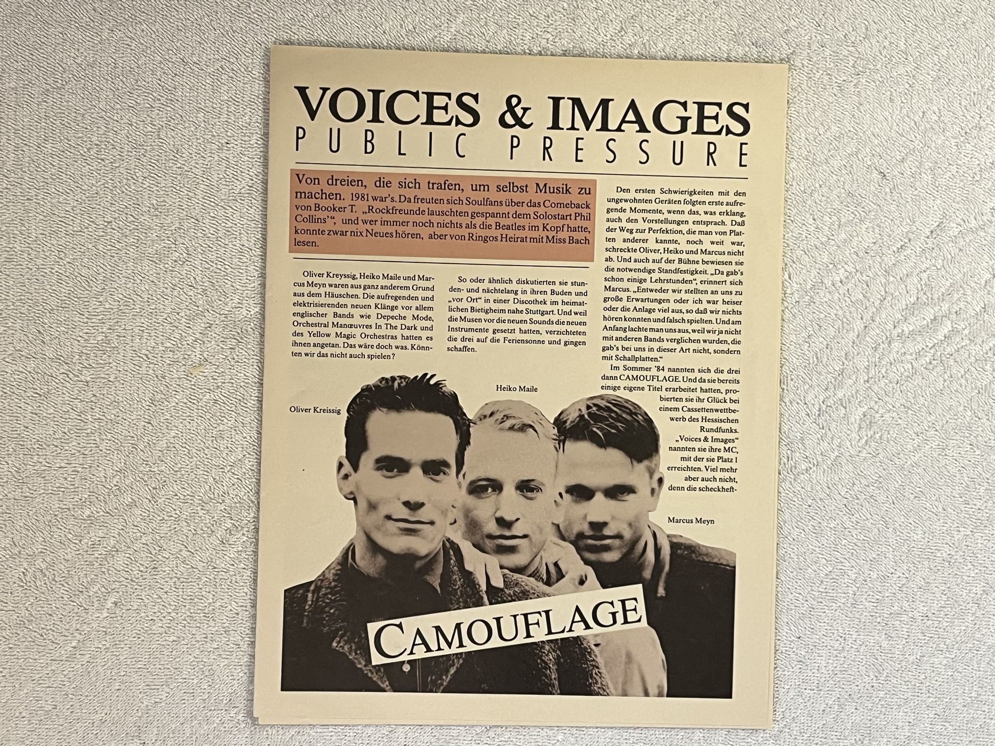 Omslagsbild för skivan CAMOUFLAGE voices & images LP -88 Ger METRONOME 835437-1