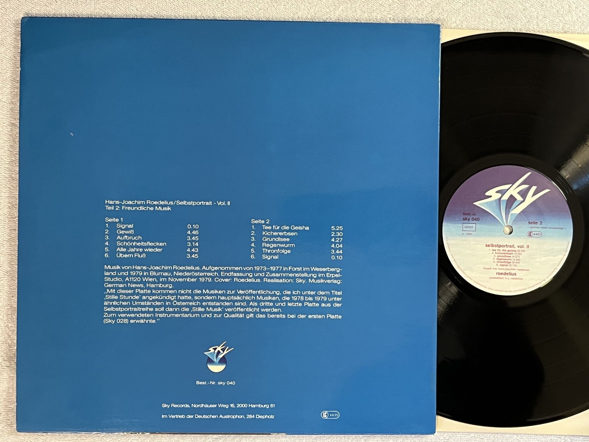 Omslagsbild för skivan ROEDELIUS Selbstportrait - Vol. II LP -80 Ger SKY 040