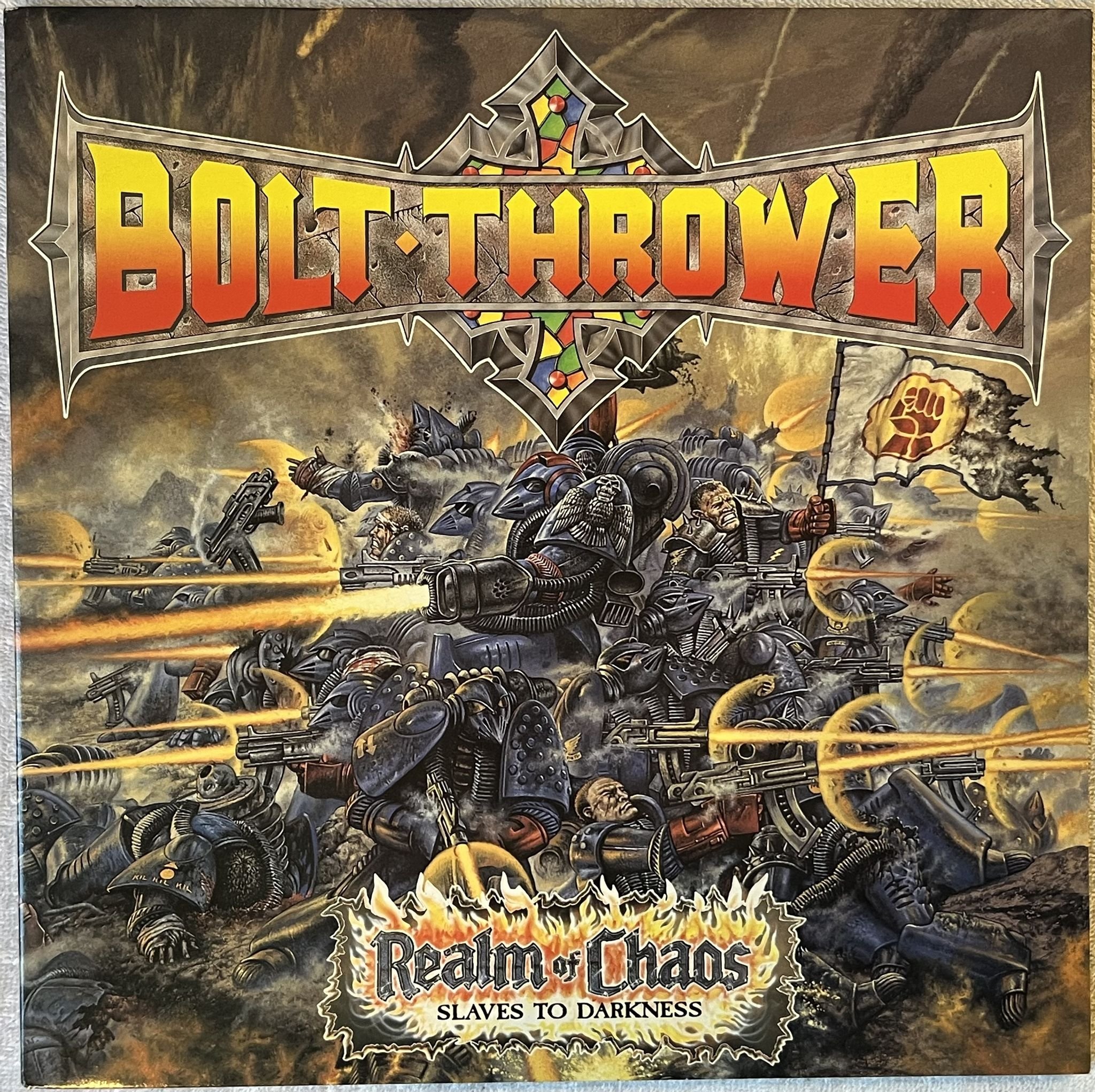 Omslagsbild för skivan BOLT THROWER Realm Of Chaos LP -89 UK EARACHE MOSH 13 *** Death Metal ***