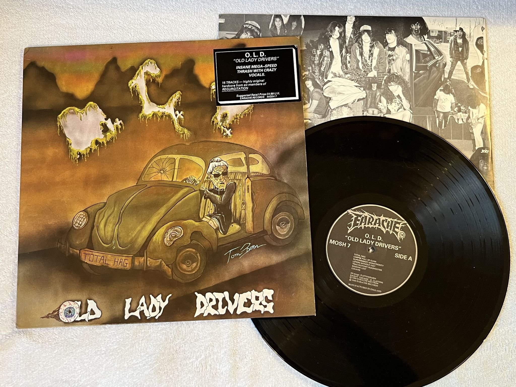 Omslagsbild för skivan O.L.D. Old Lady Drivers LP -88 UK EARACHE MOSH 7 *** Grindcore ***