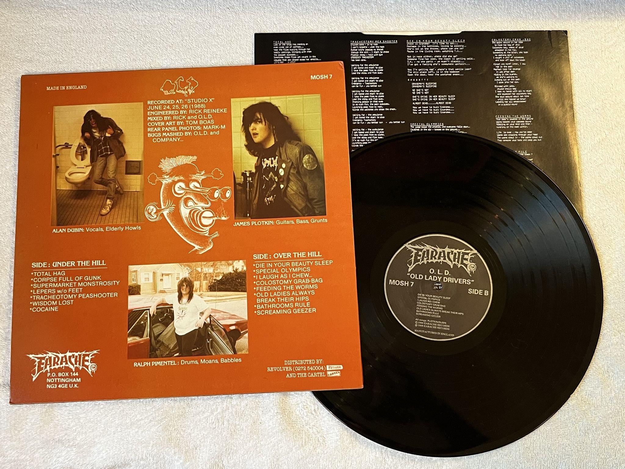 Omslagsbild för skivan O.L.D. Old Lady Drivers LP -88 UK EARACHE MOSH 7 *** Grindcore ***