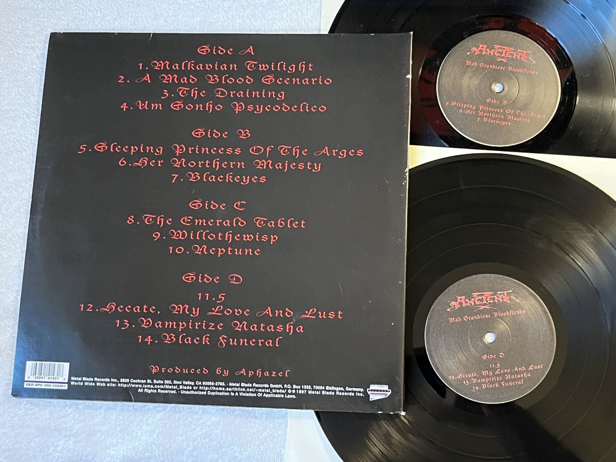 Omslagsbild för skivan ANCIENT Mad Grandiose Bloodfiends 2xLP -97 Ger METAL BLADE 3984-14143-1