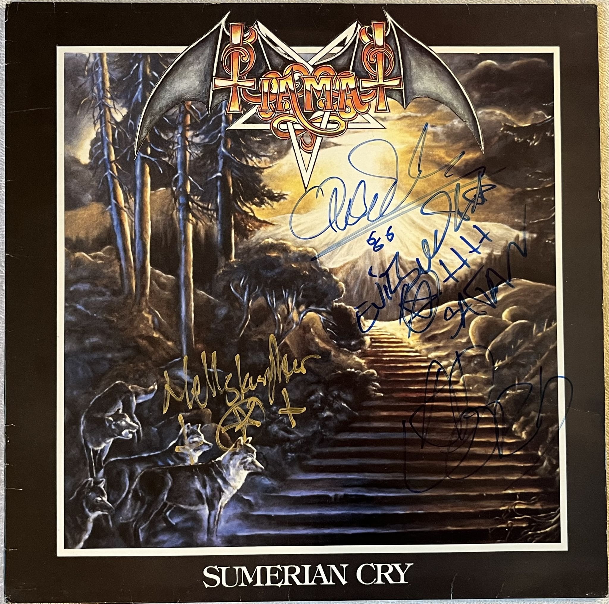 Omslagsbild för skivan TIAMAT Sumerian Cry LP -90 UK CMFT 6 *** SIGNED COVER / BLACK METAL ***